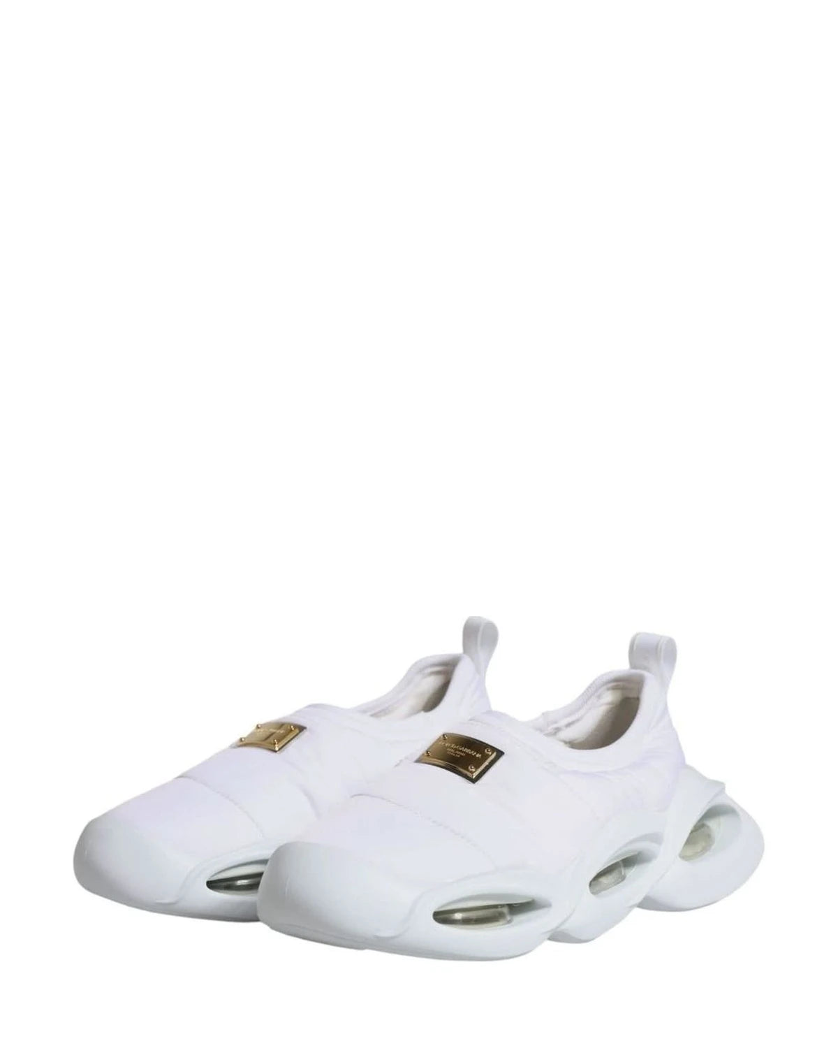 Dolce & Gabbana White Padded Fabric Low Top Sneakers Shoes Sneakers