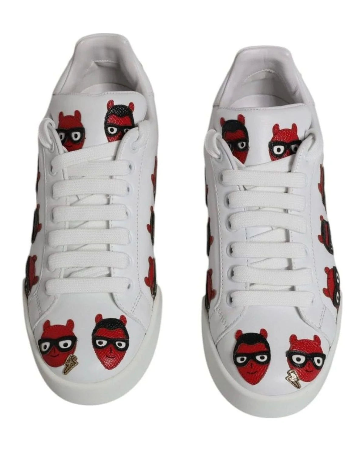 Dolce & Gabbana White Devil Face Portofino Sneakers Shoes Sneakers