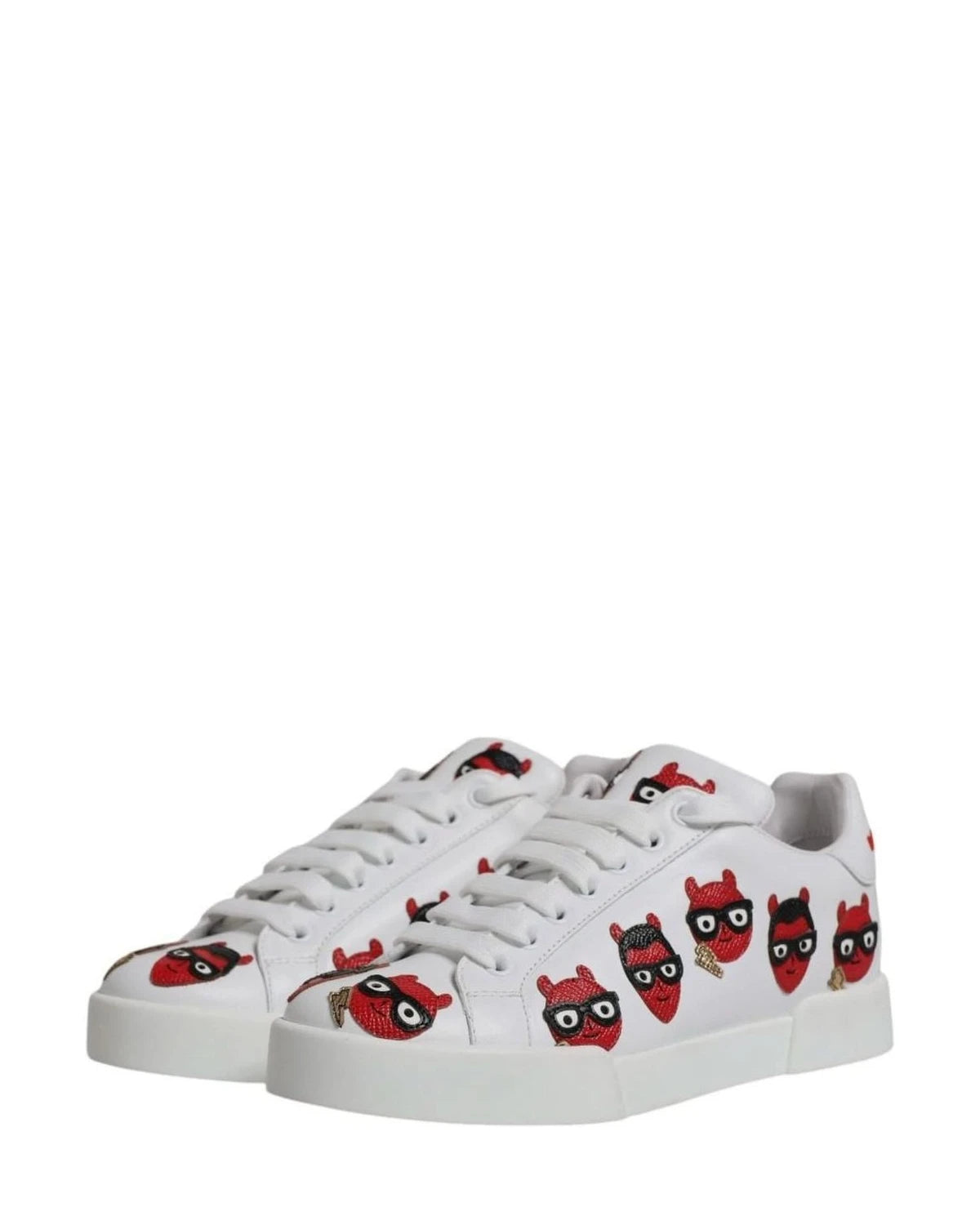 Dolce & Gabbana White Devil Face Portofino Sneakers Shoes Sneakers