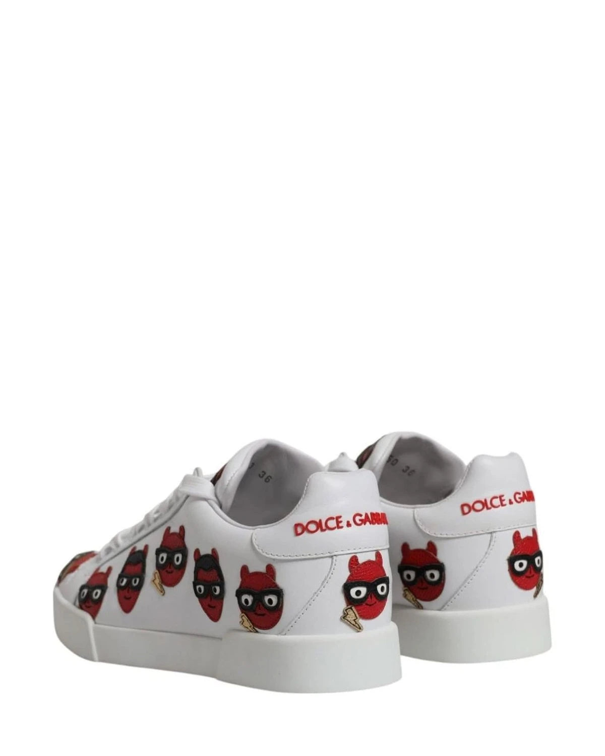 Dolce & Gabbana White Devil Face Portofino Sneakers Shoes Sneakers
