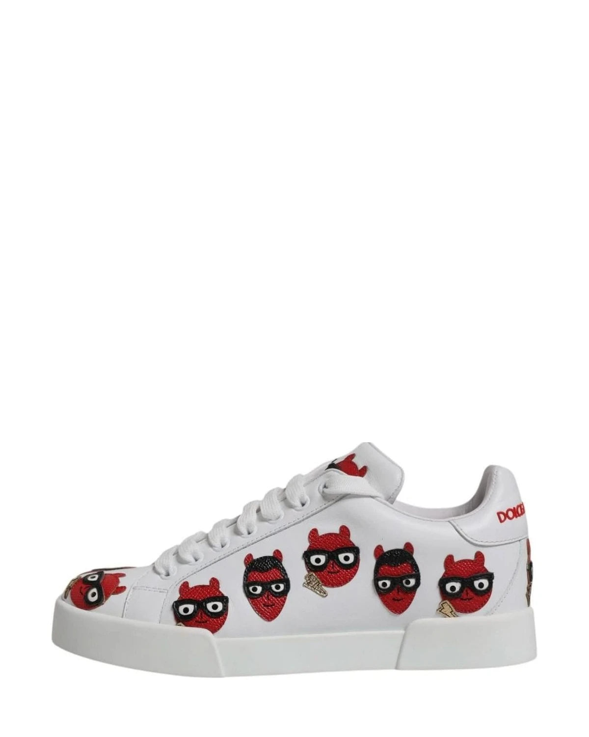 Dolce & Gabbana White Devil Face Portofino Sneakers Shoes Sneakers