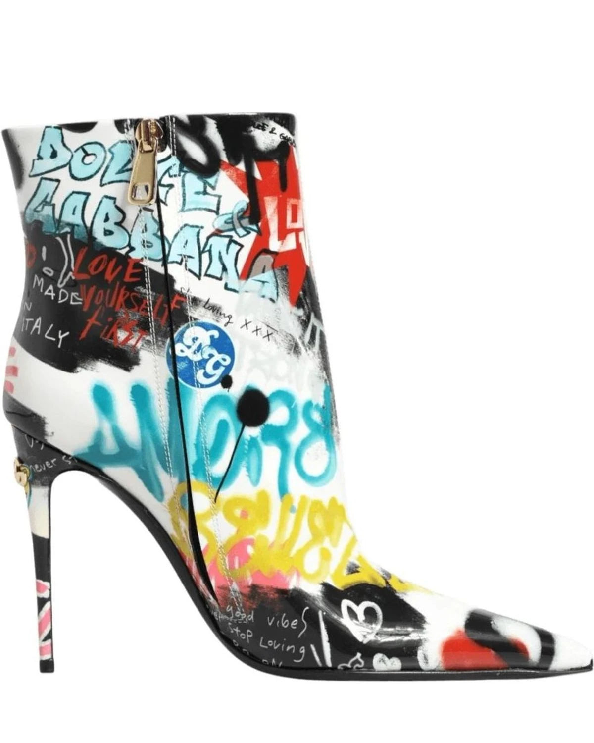 Dolce & Gabbana Multicolor Graffiti Keira Mid Calf Boots Shoes Boots