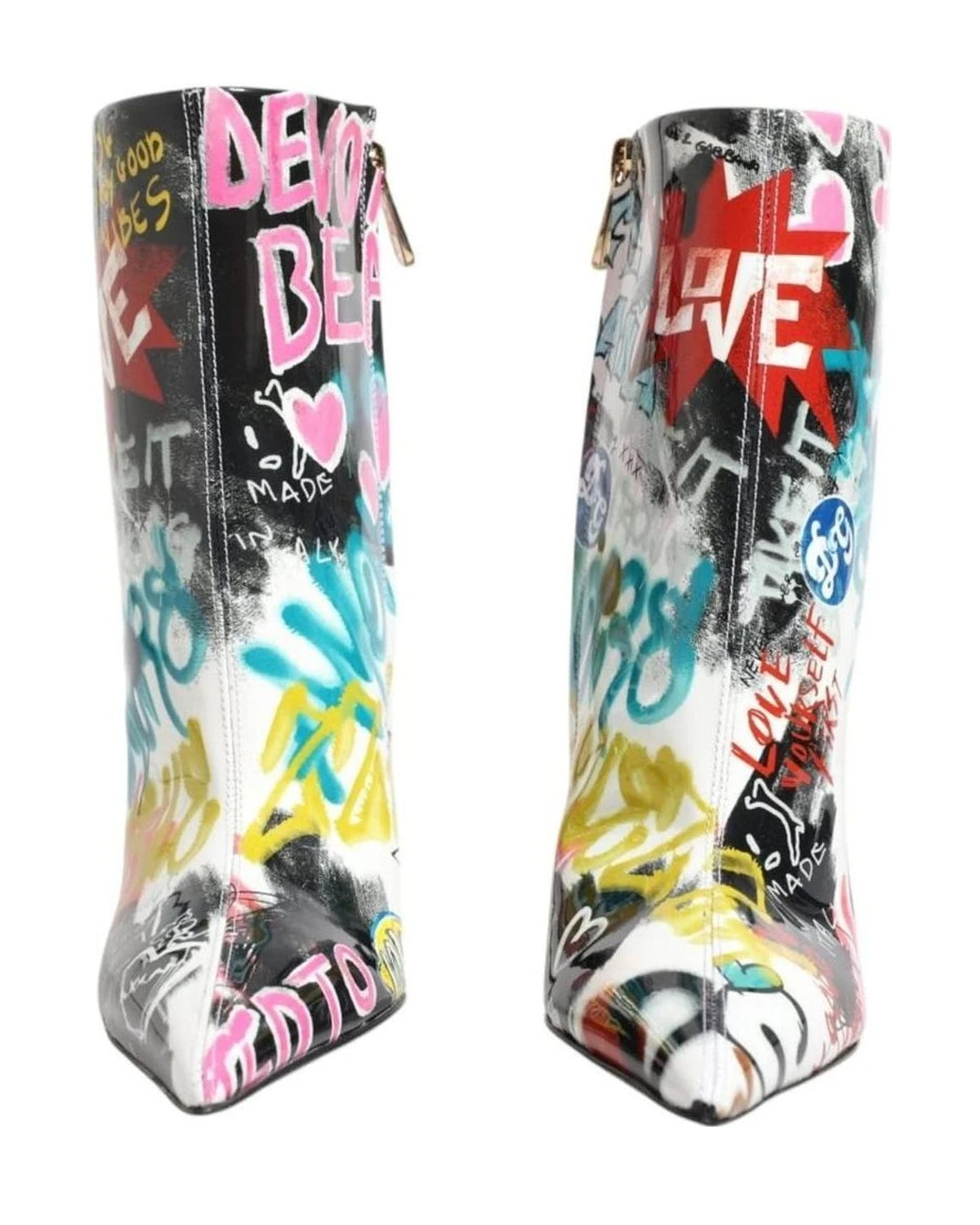 Dolce & Gabbana Multicolor Graffiti Keira Mid Calf Boots Shoes Boots