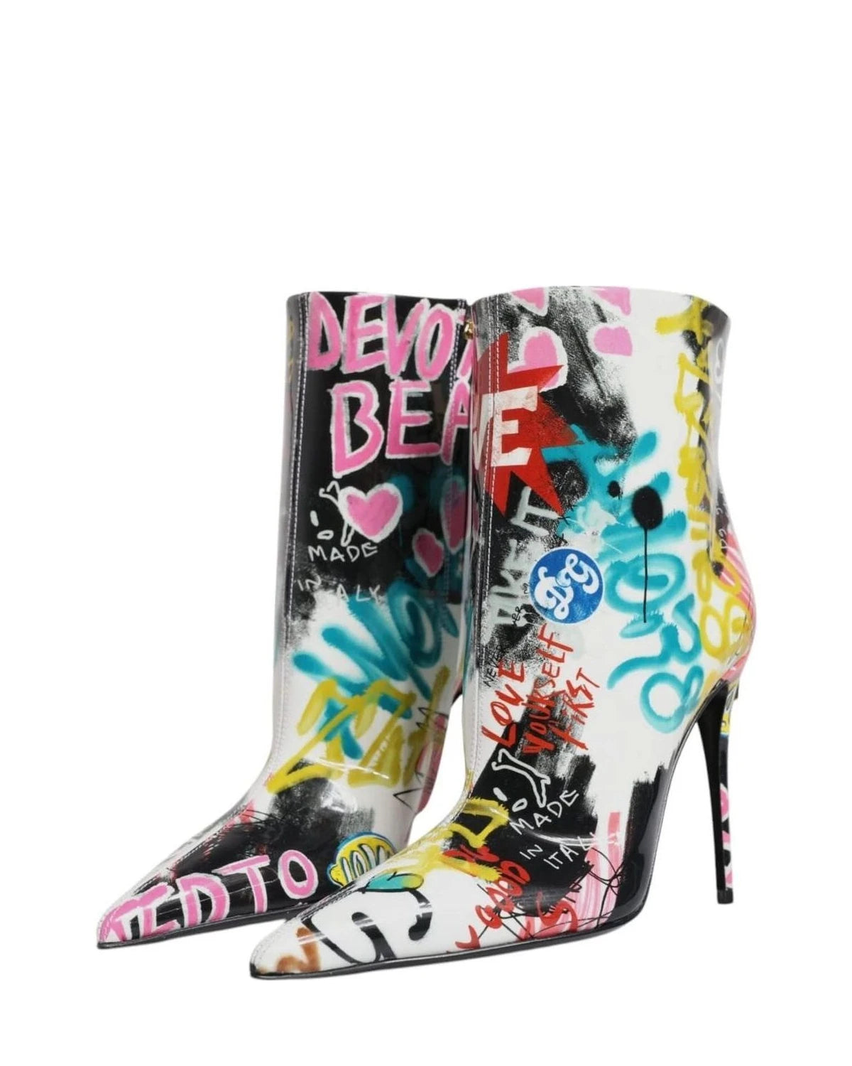Dolce & Gabbana Multicolor Graffiti Keira Mid Calf Boots Shoes Boots