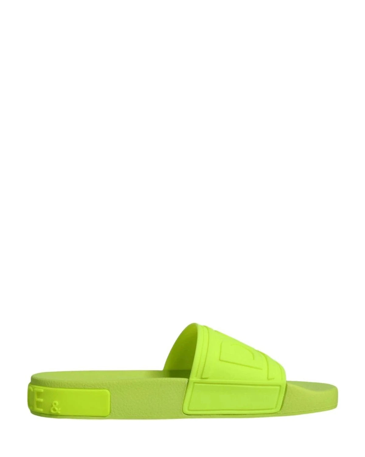 Dolce & Gabbana Green Rubber Slides Sandals Beachwear Shoes Flats