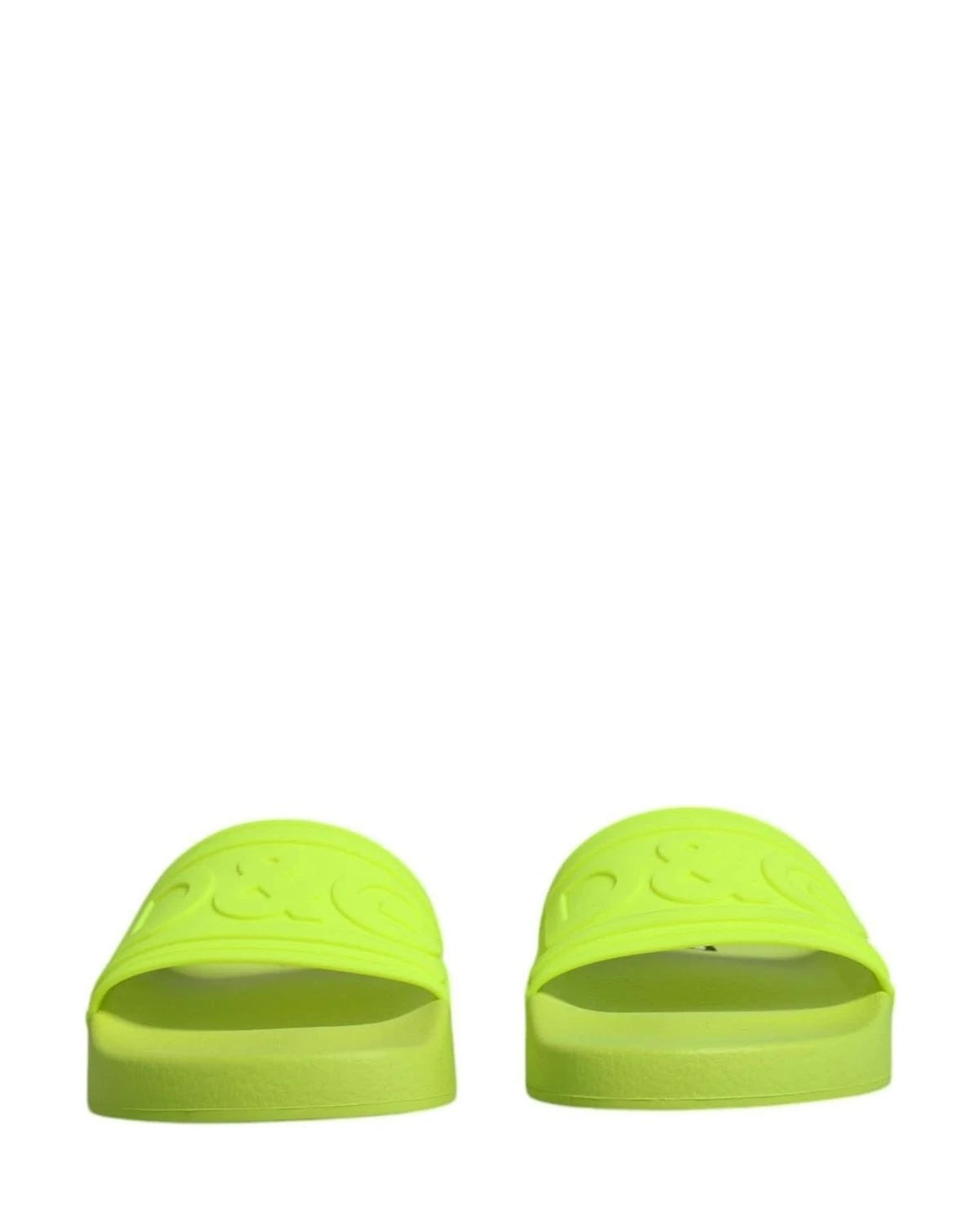 Dolce & Gabbana Green Rubber Slides Sandals Beachwear Shoes Flats