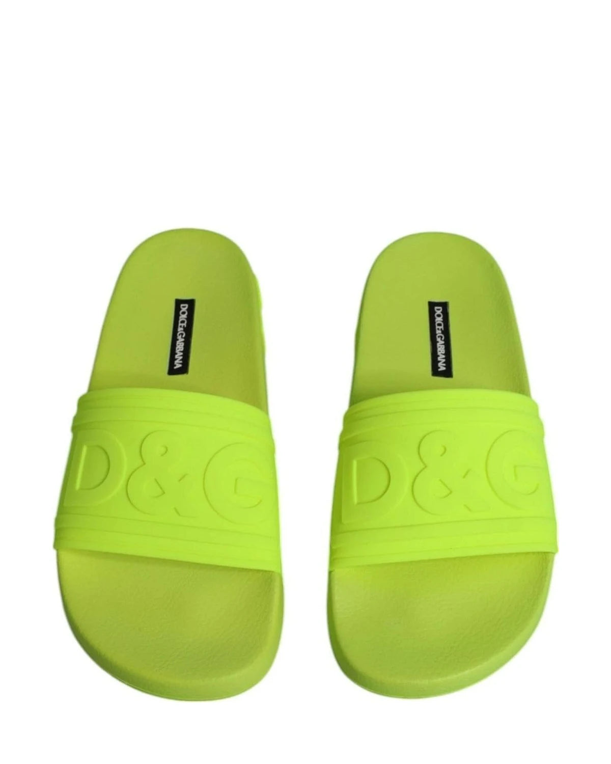 Dolce & Gabbana Green Rubber Slides Sandals Beachwear Shoes Flats