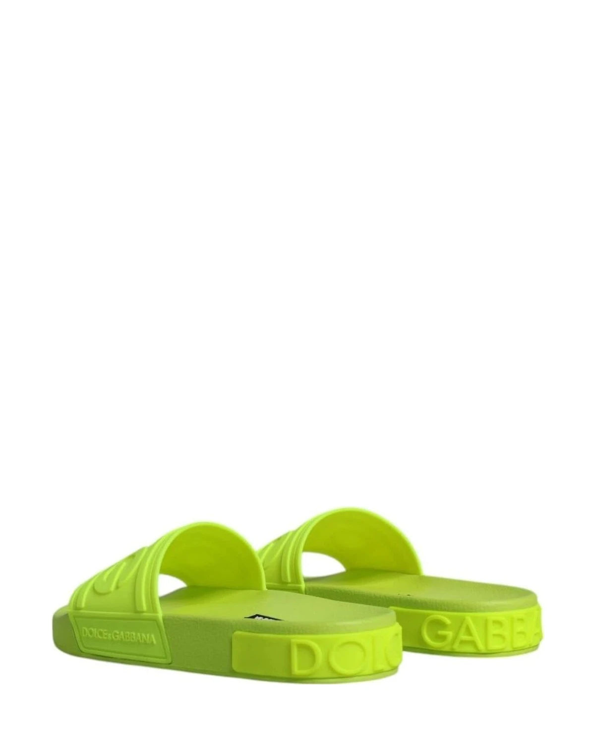 Dolce & Gabbana Green Rubber Slides Sandals Beachwear Shoes Flats