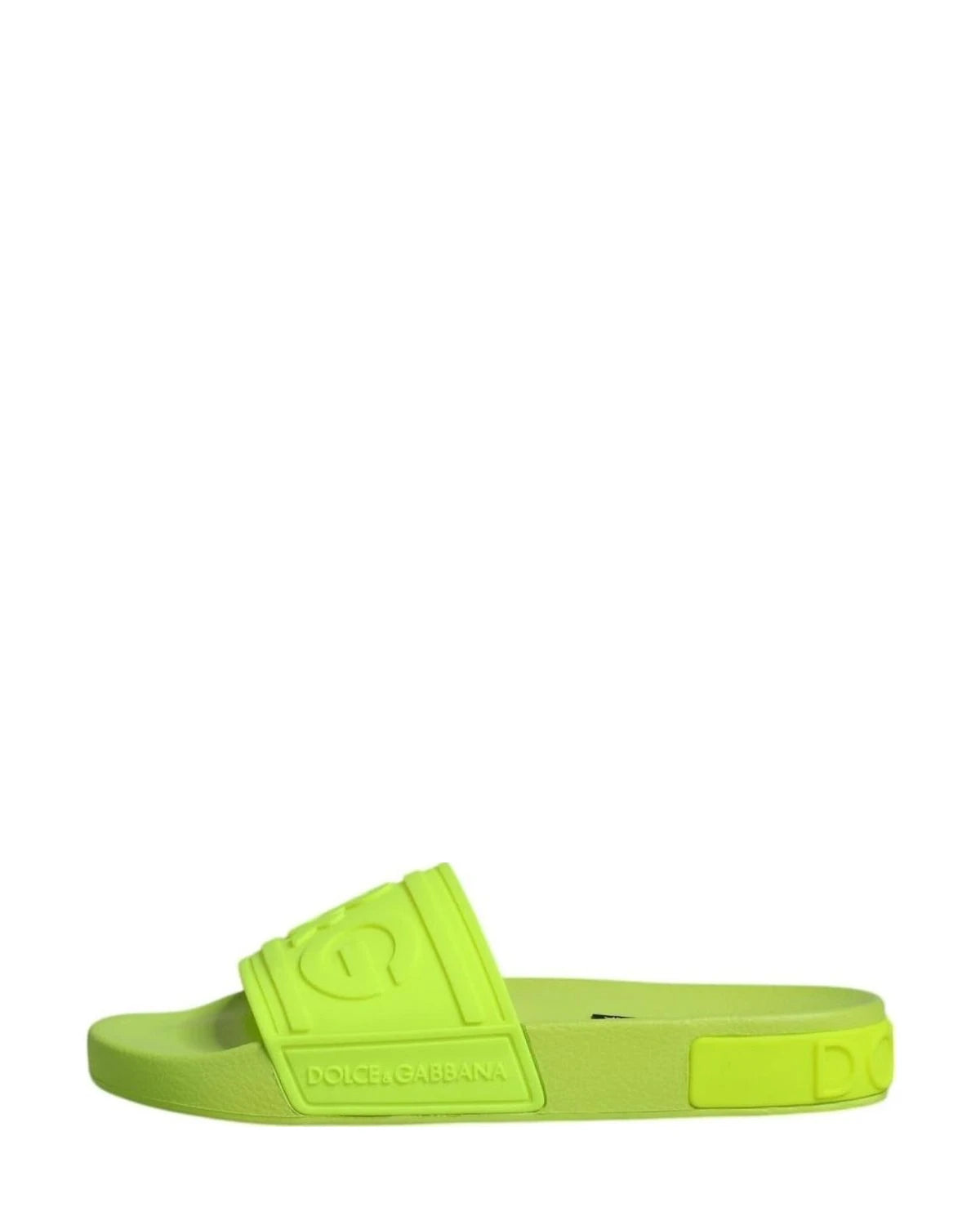 Dolce & Gabbana Green Rubber Slides Sandals Beachwear Shoes Flats