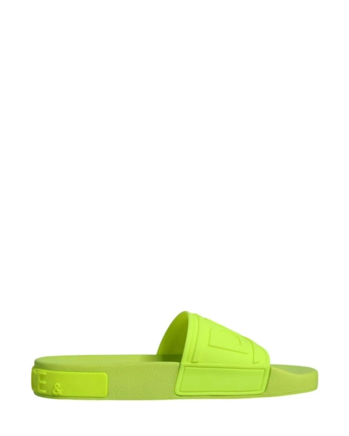 Dolce & Gabbana Green Rubber Slides Sandals Beachwear Shoes Flats