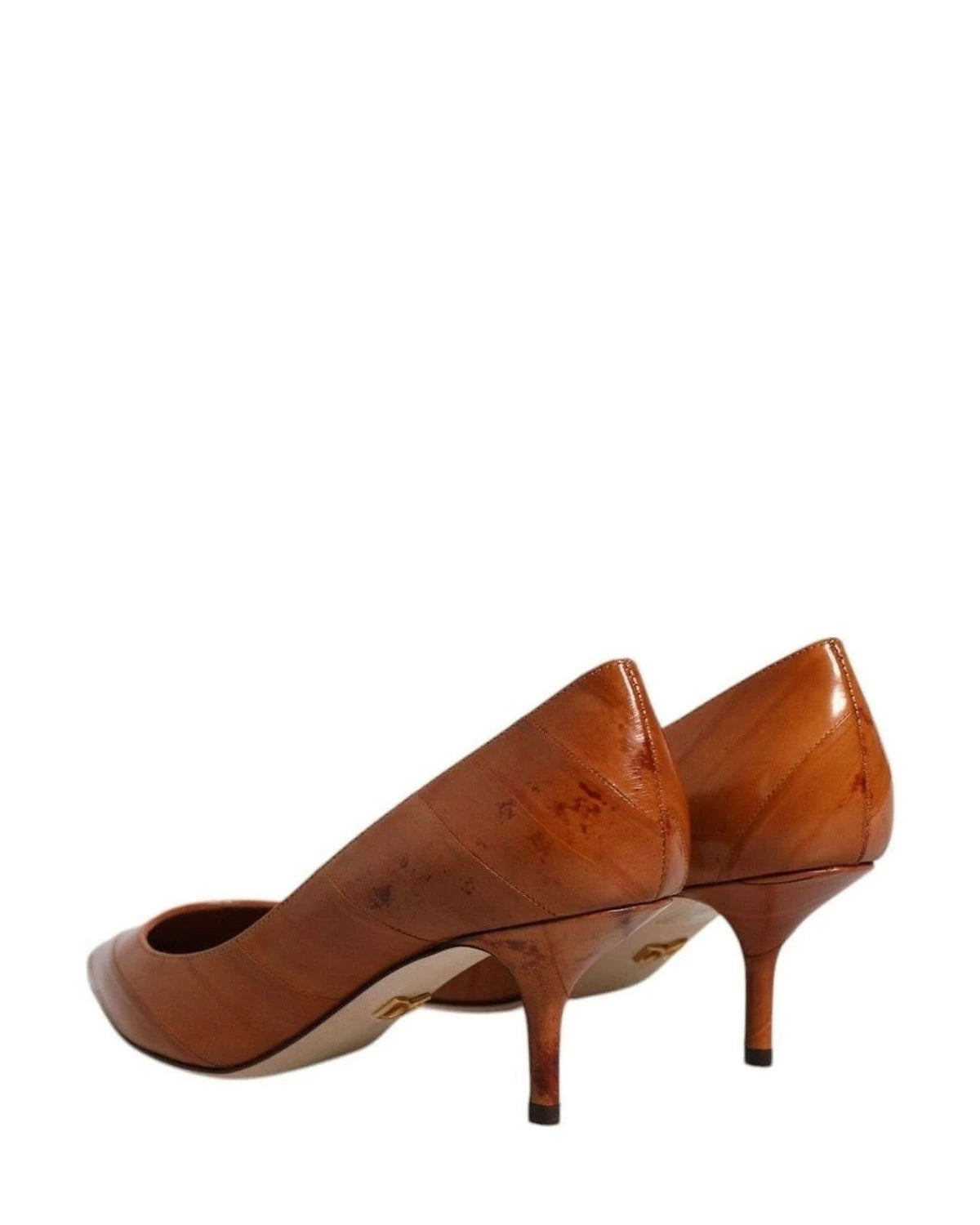 Dolce & Gabbana Brown Leather Kitten Heels Pumps Shoes Heels