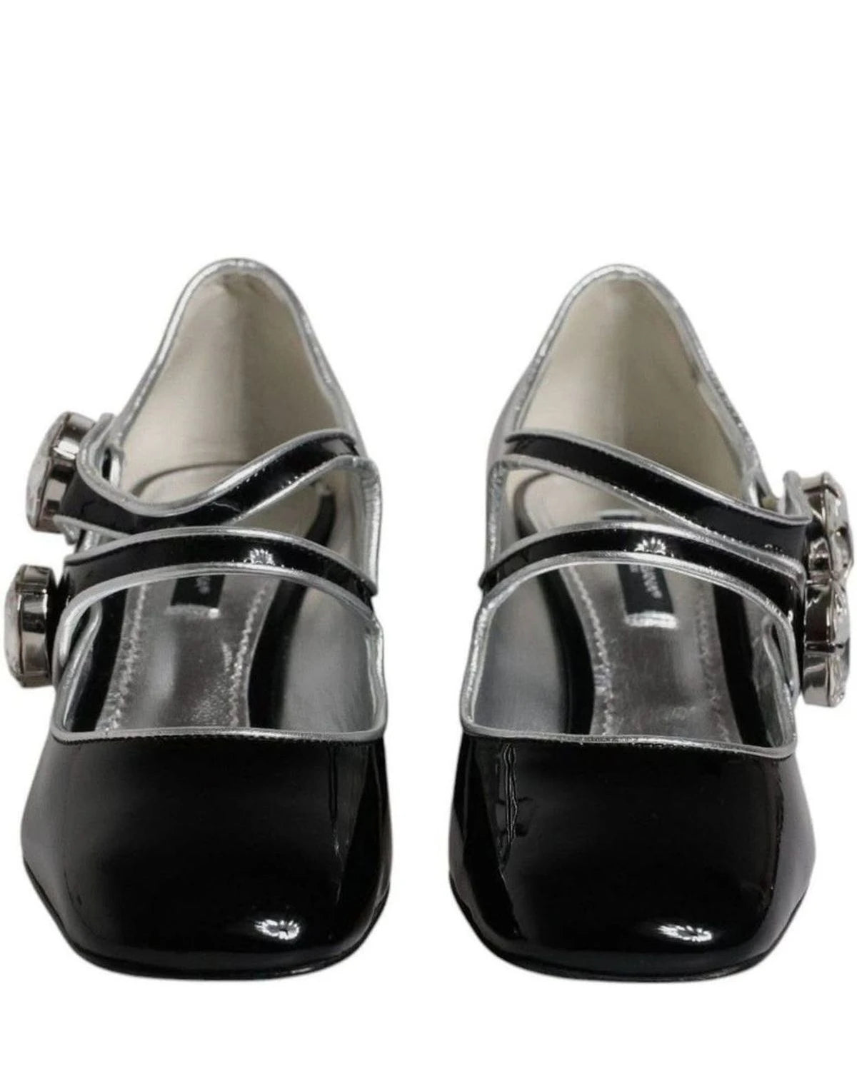 Dolce & Gabbana Black Patent Leather Crystal Mary Jane Pumps Shoes Heels