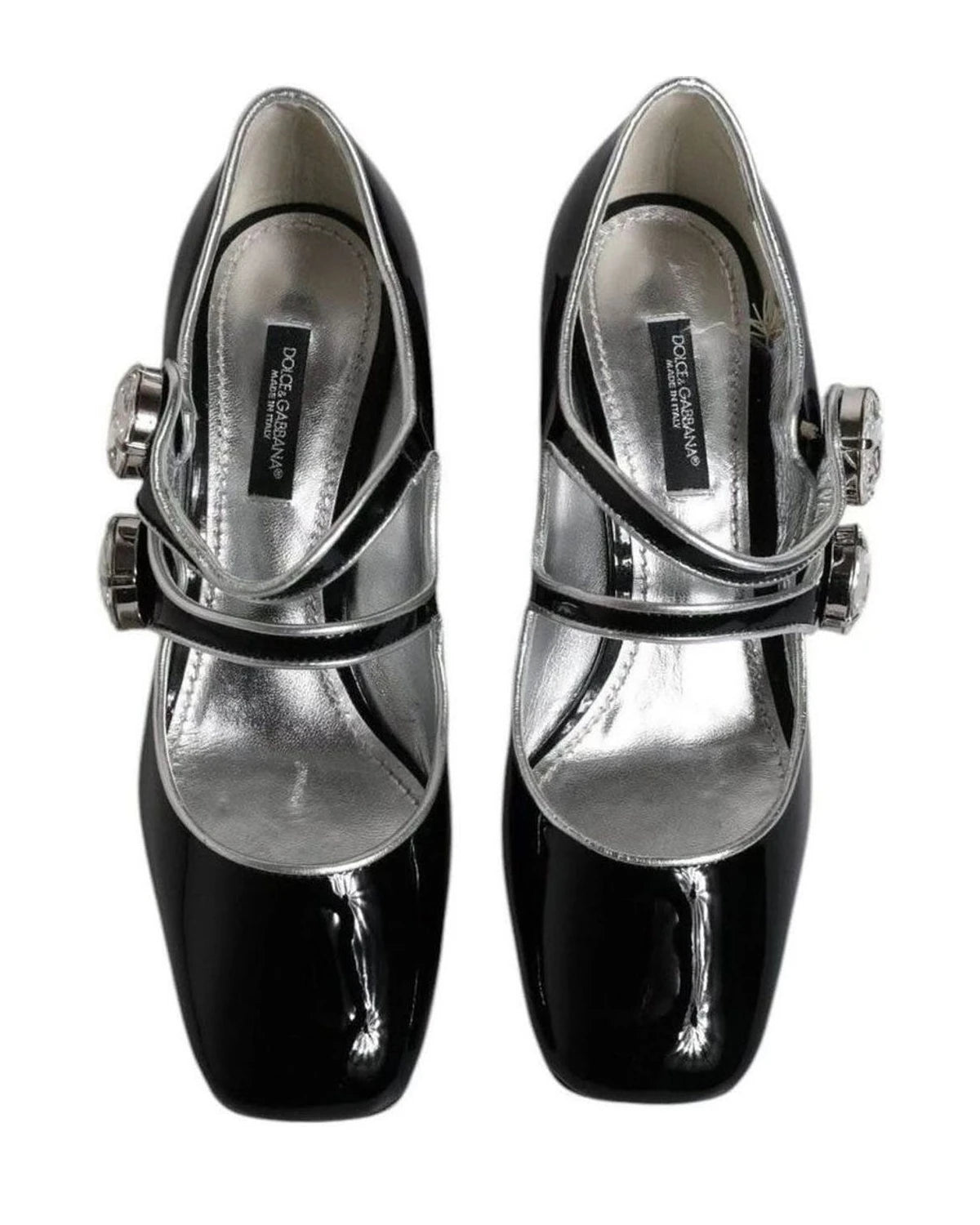Dolce & Gabbana Black Patent Leather Crystal Mary Jane Pumps Shoes Heels