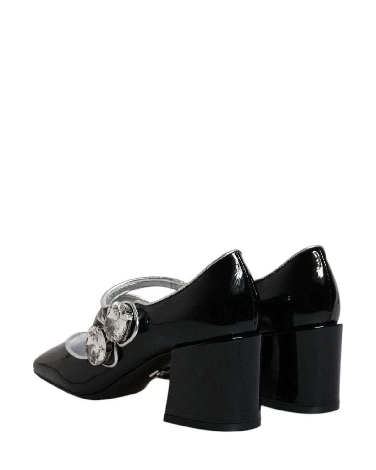Dolce & Gabbana Black Patent Leather Crystal Mary Jane Pumps Shoes Heels