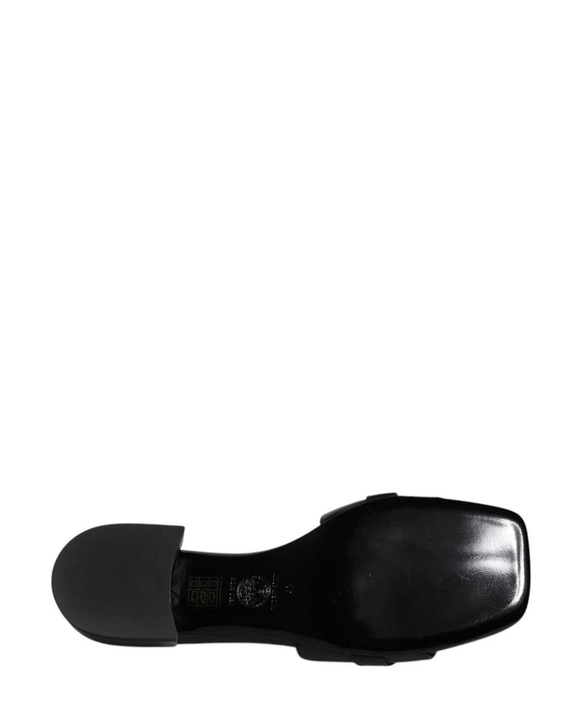 Versace Leather Black Logo Plaque Slip On Slides Flats Shoes Heels