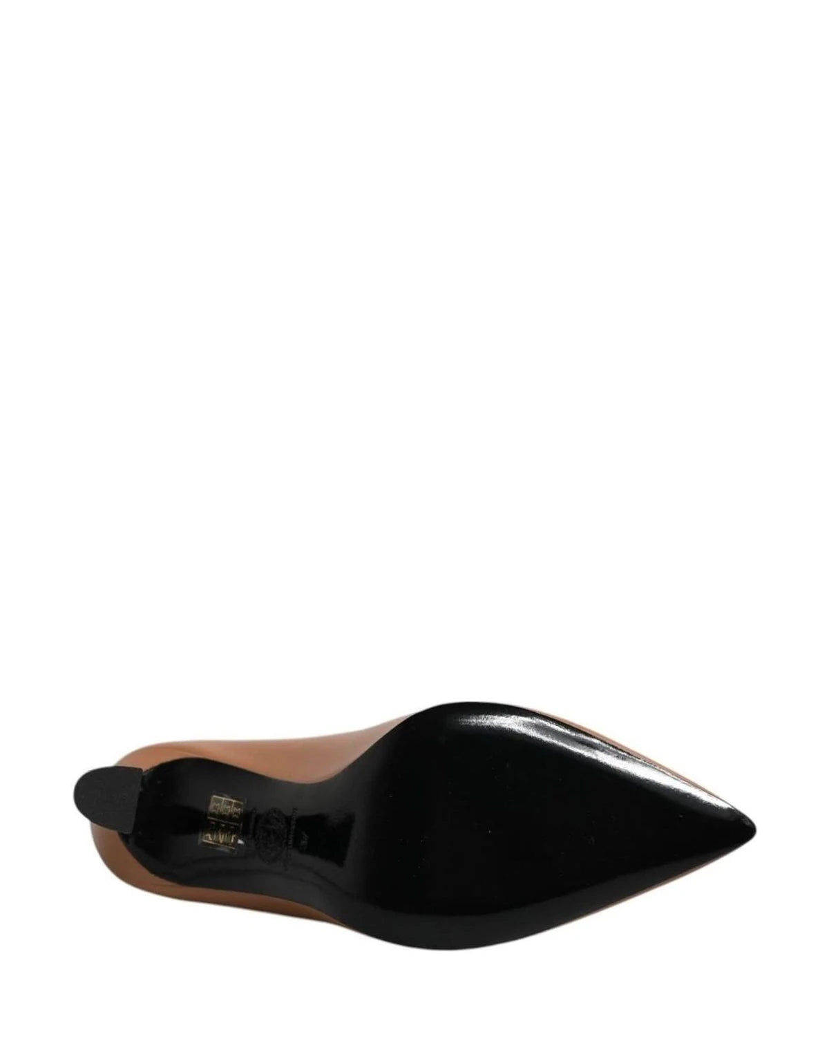 Versace Leather Brown Logo Plaque High Heels Pumps Shoes Heels