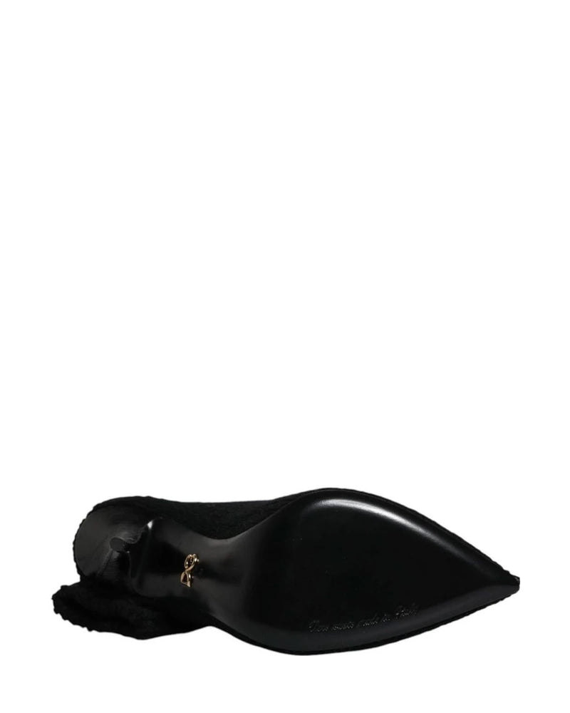 Dolce & Gabbana Black Stiletto Heels Mid Calf Boots Shoes Boots