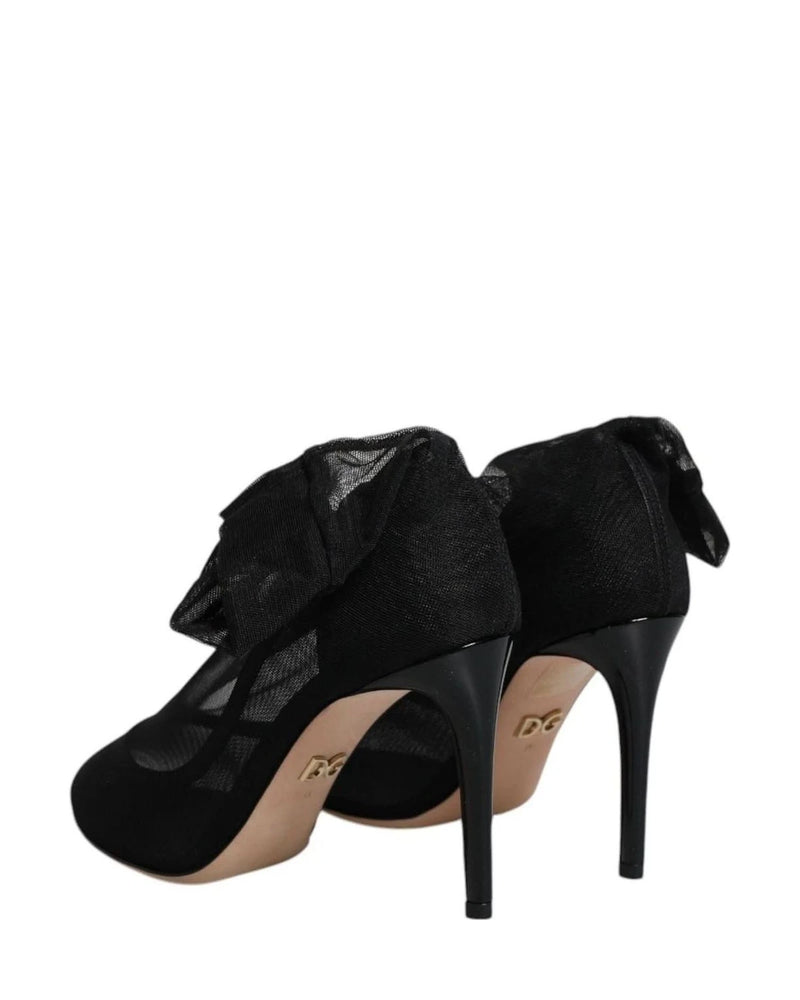 Dolce & Gabbana Black Nylon Mesh Sock Style Boots Shoes Boots