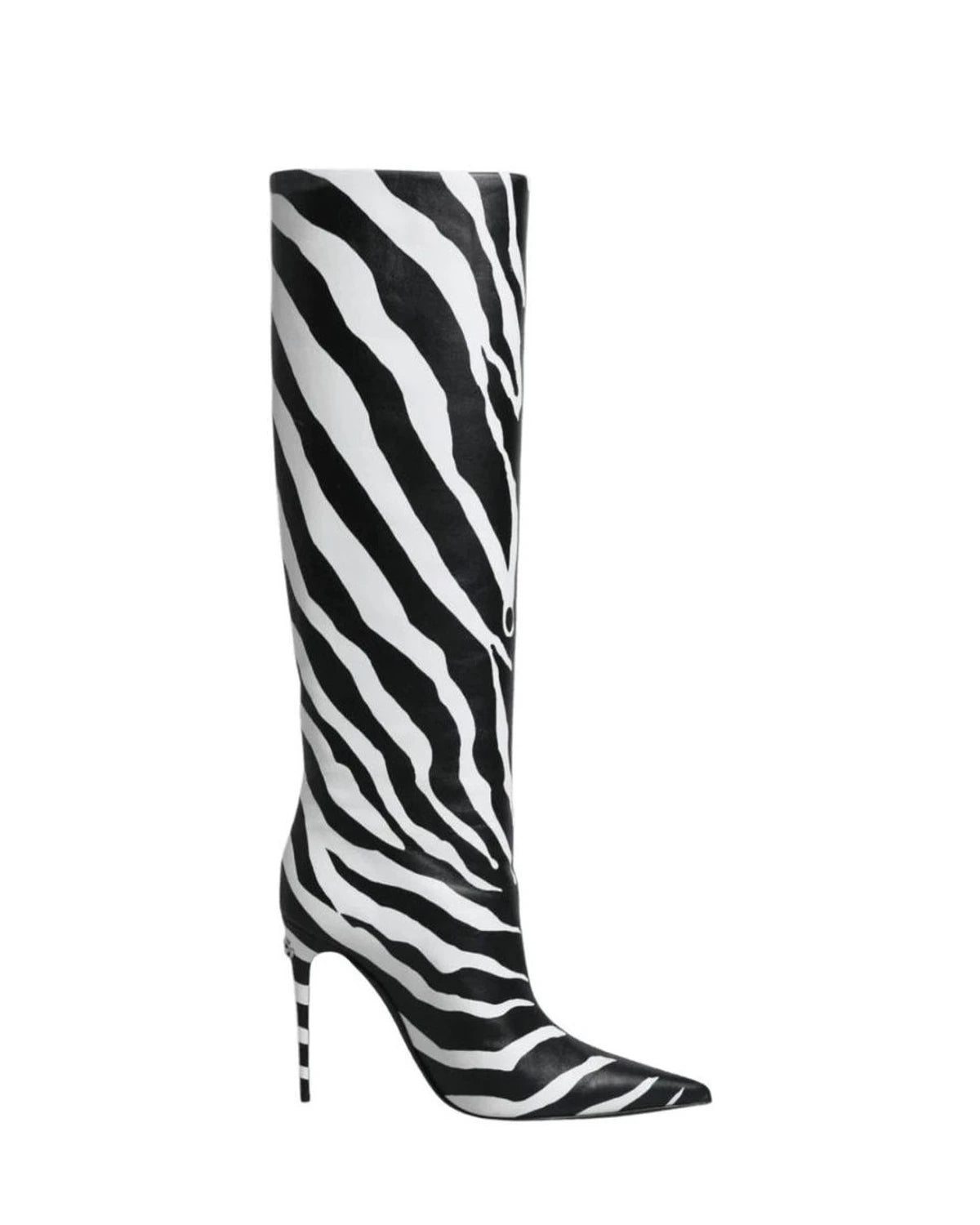 Dolce & Gabbana Black Zebra Heels High Boots Shoes Boots