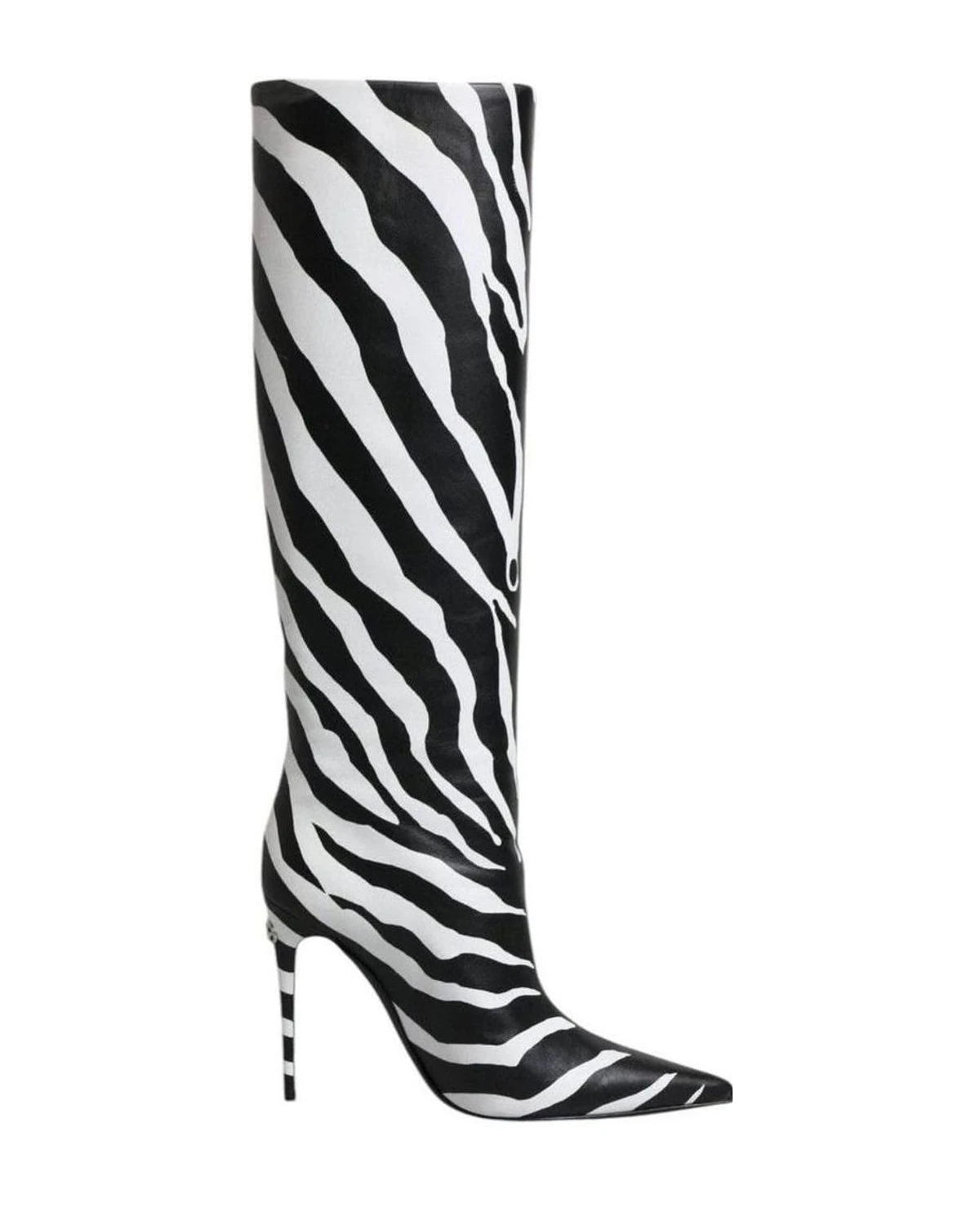 Dolce & Gabbana Black Zebra Heels High Boots Shoes Boots