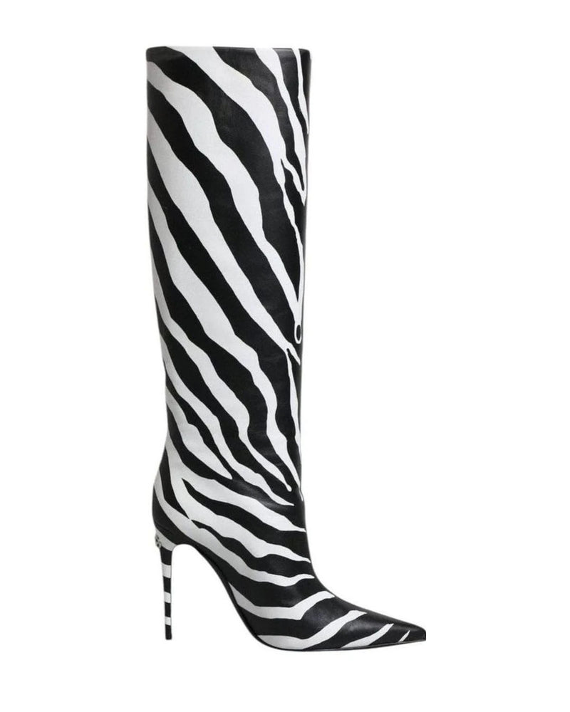 Dolce & Gabbana Black Zebra Heels High Boots Shoes Boots