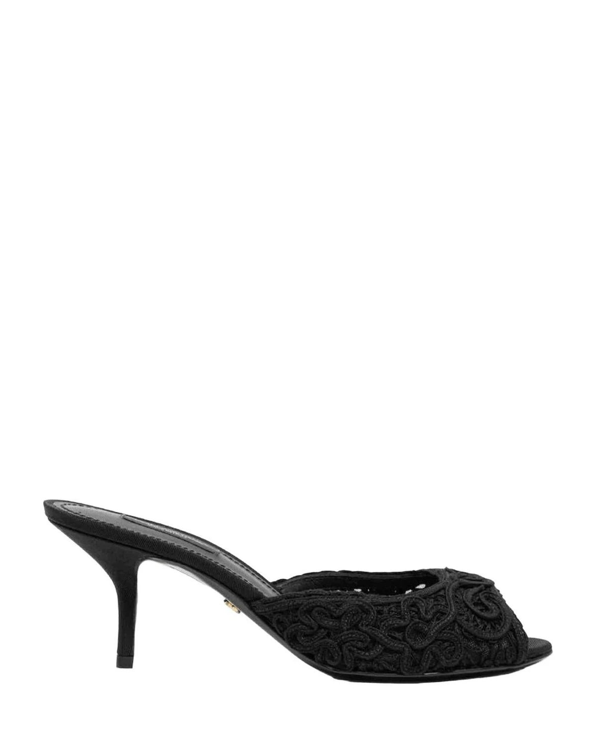 Dolce & Gabbana Black Cotton Sandal