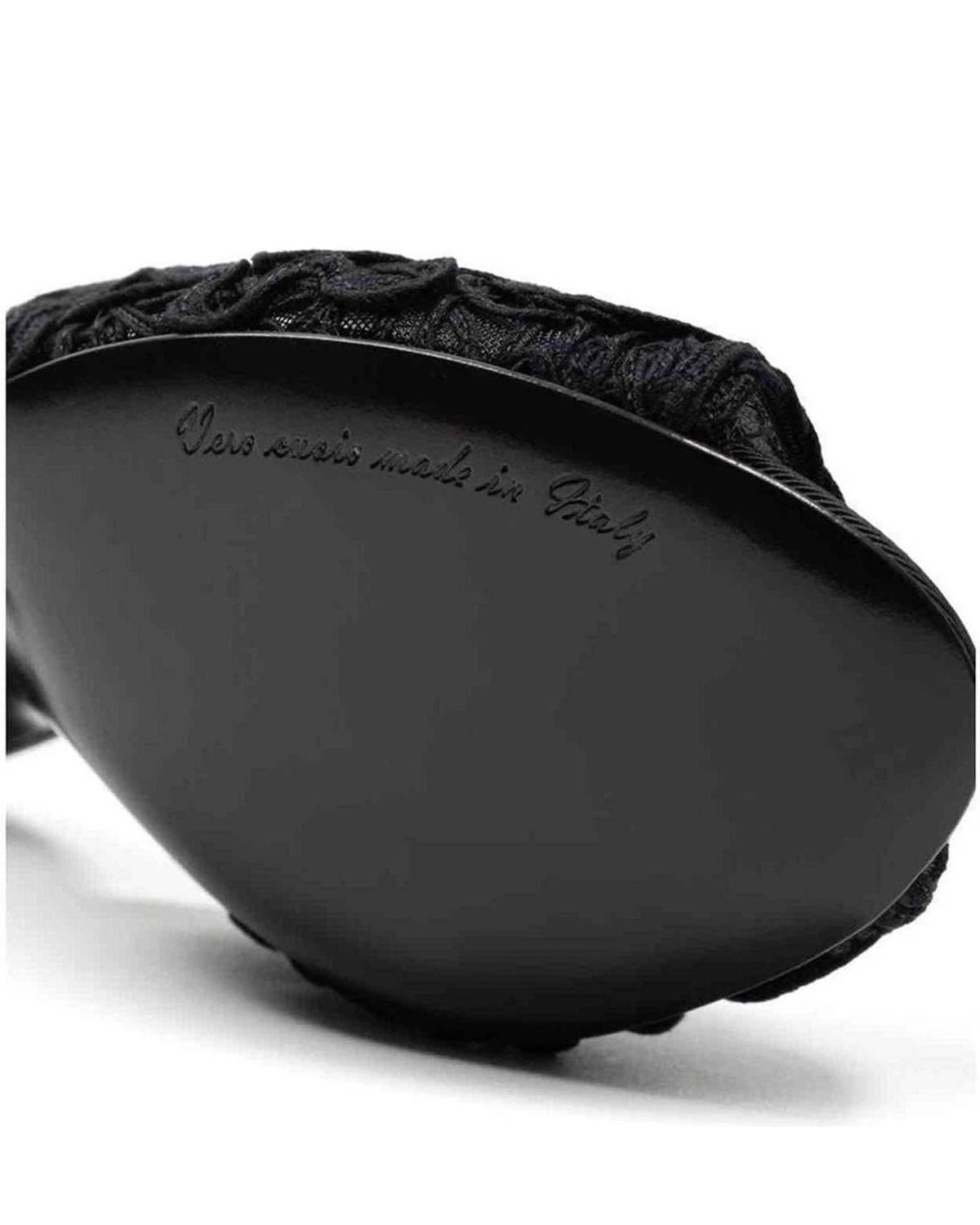Dolce & Gabbana Black Cotton Sandal Heels