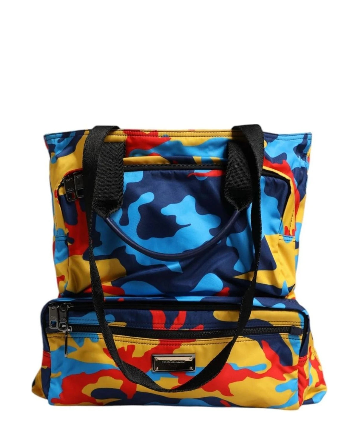 Dolce & Gabbana Multicolor Camouflage Nylon Shopping Tote Bag Handbags