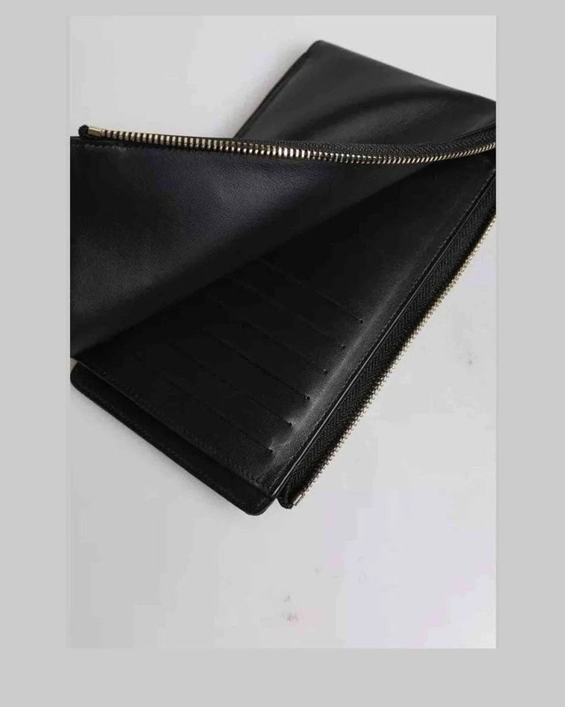 Dolce & Gabbana Black Leather Logo Plaque Neck Strap Card Coin Wallet Wallets