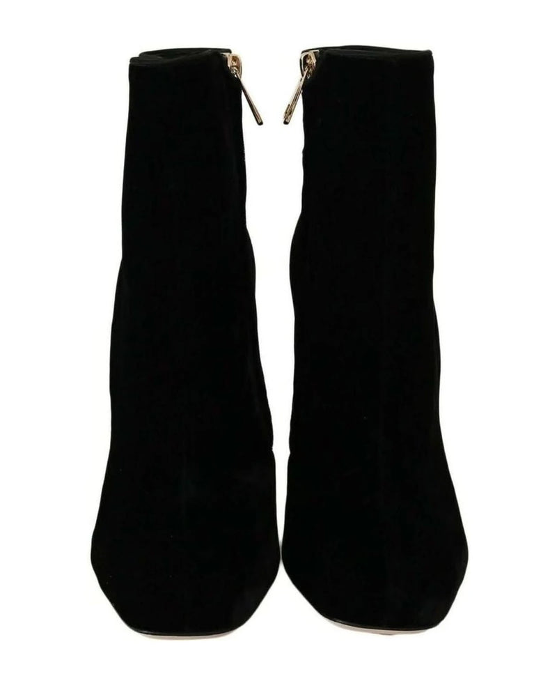 Dolce & Gabbana Crystal Heel Velvet Ankle Boots Boots