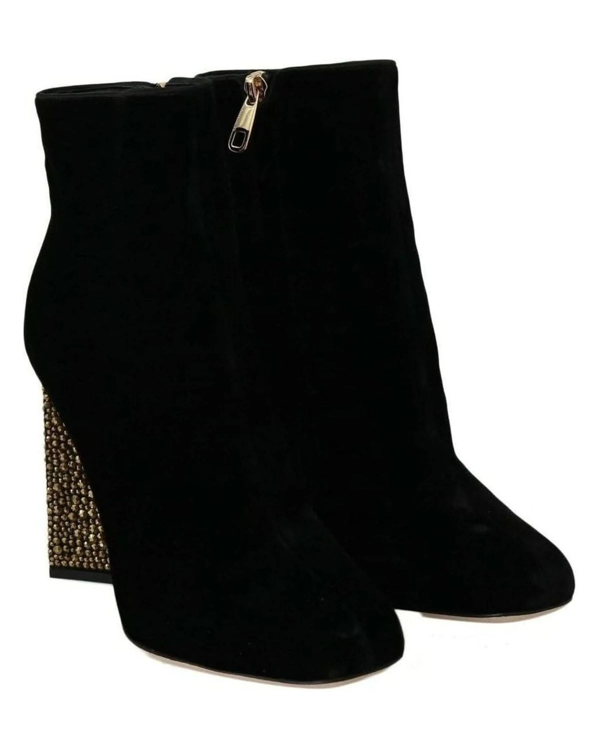 Dolce & Gabbana Crystal Heel Velvet Ankle Boots Boots