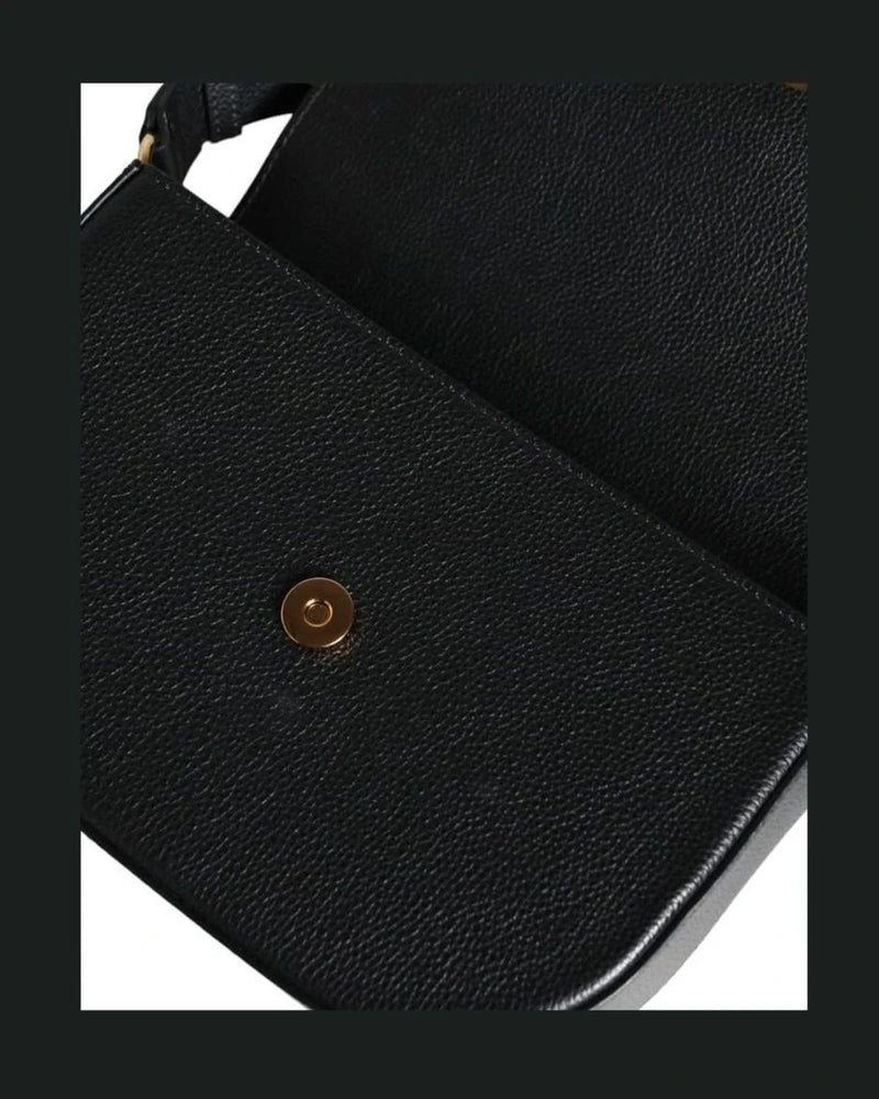 Versace Black Leather Grainy Calf Logo Crossbody Shoulder Bag Cross Body Bags