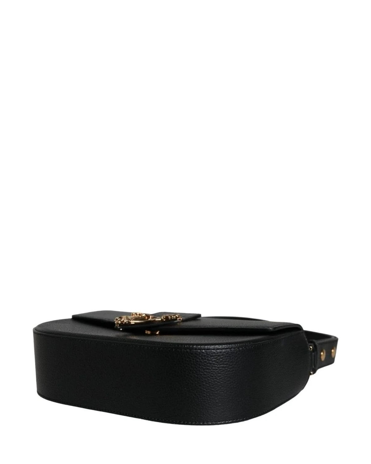Versace Black Leather Grainy Calf Logo Crossbody Shoulder Bag Cross Body Bags
