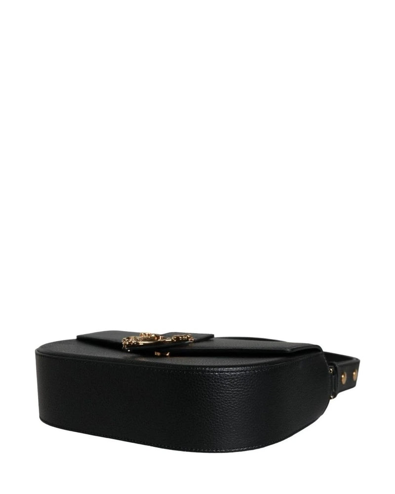 Versace Black Leather Grainy Calf Logo Crossbody Shoulder Bag Cross Body Bags