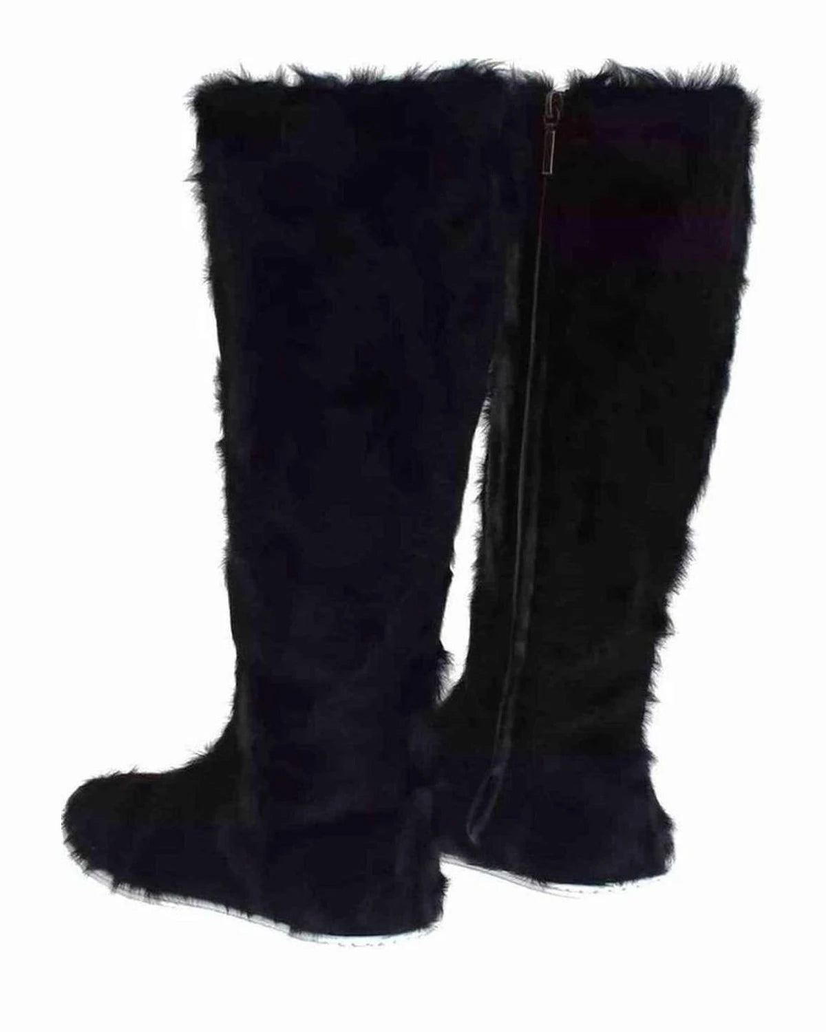 Dolce & Gabbana Black Xiangao Lamb Fur Leather Boots Shoes Boots
