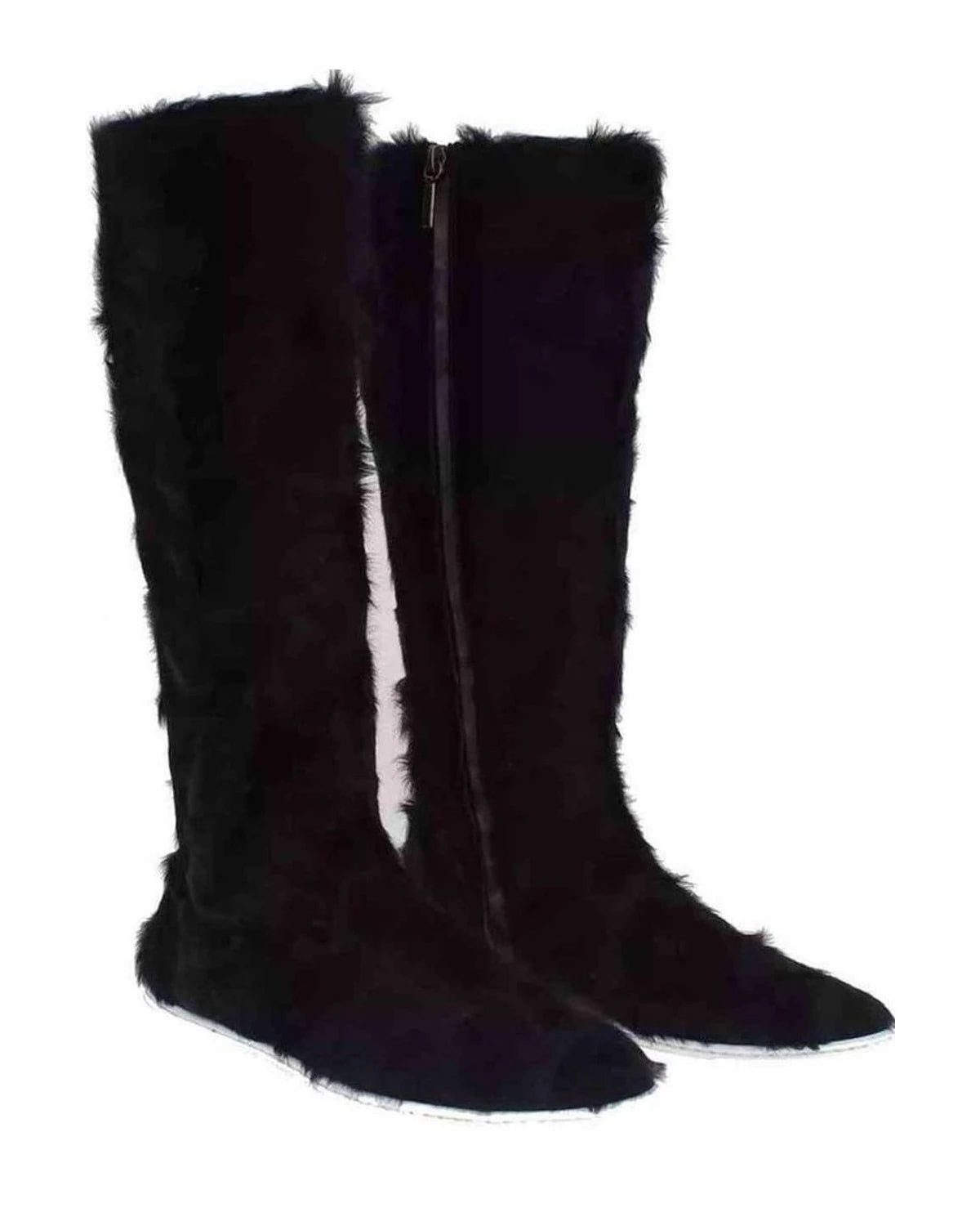 Dolce & Gabbana Black Xiangao Lamb Fur Leather Boots Shoes Boots
