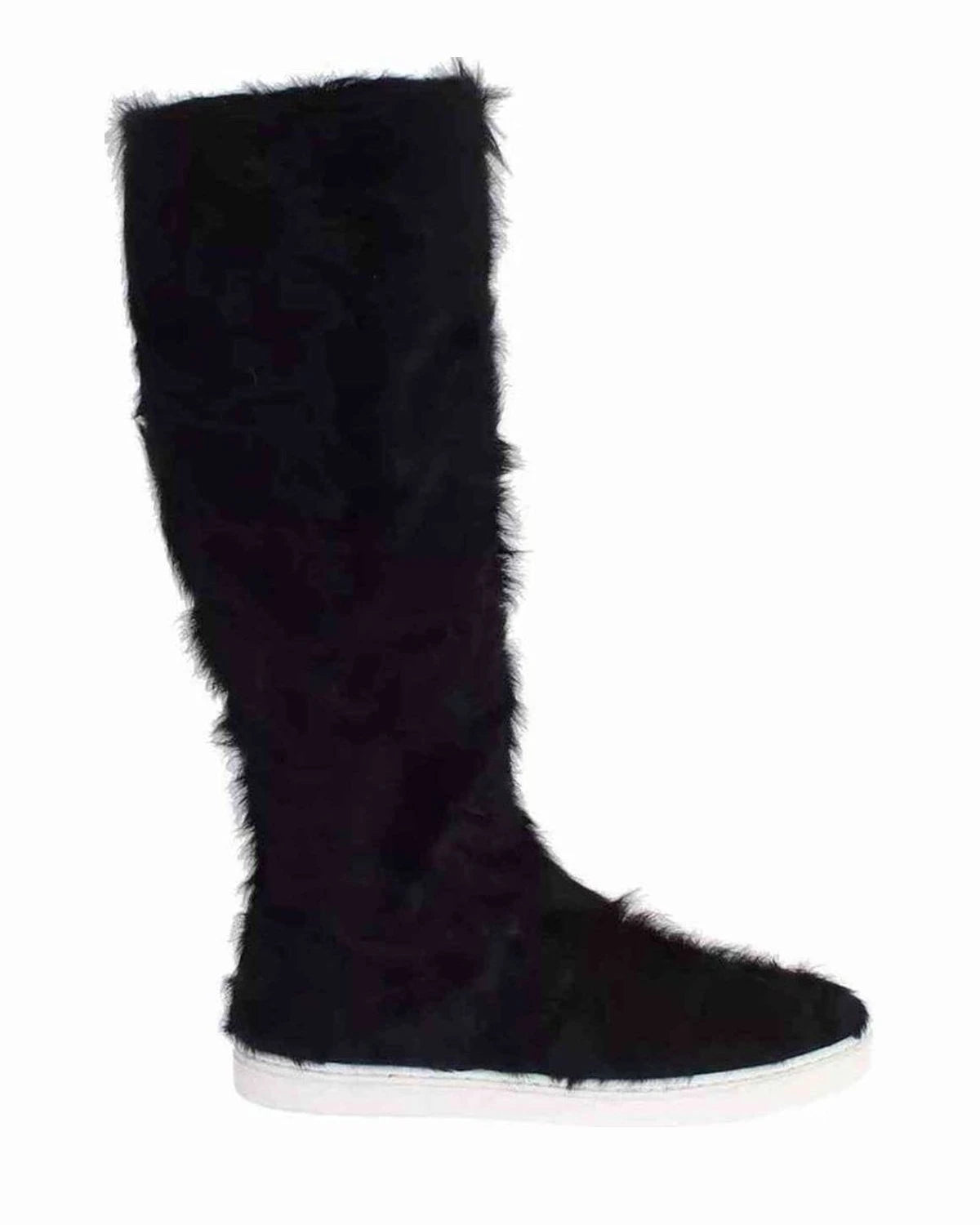Dolce & Gabbana Black Xiangao Lamb Fur Leather Boots Shoes Boots