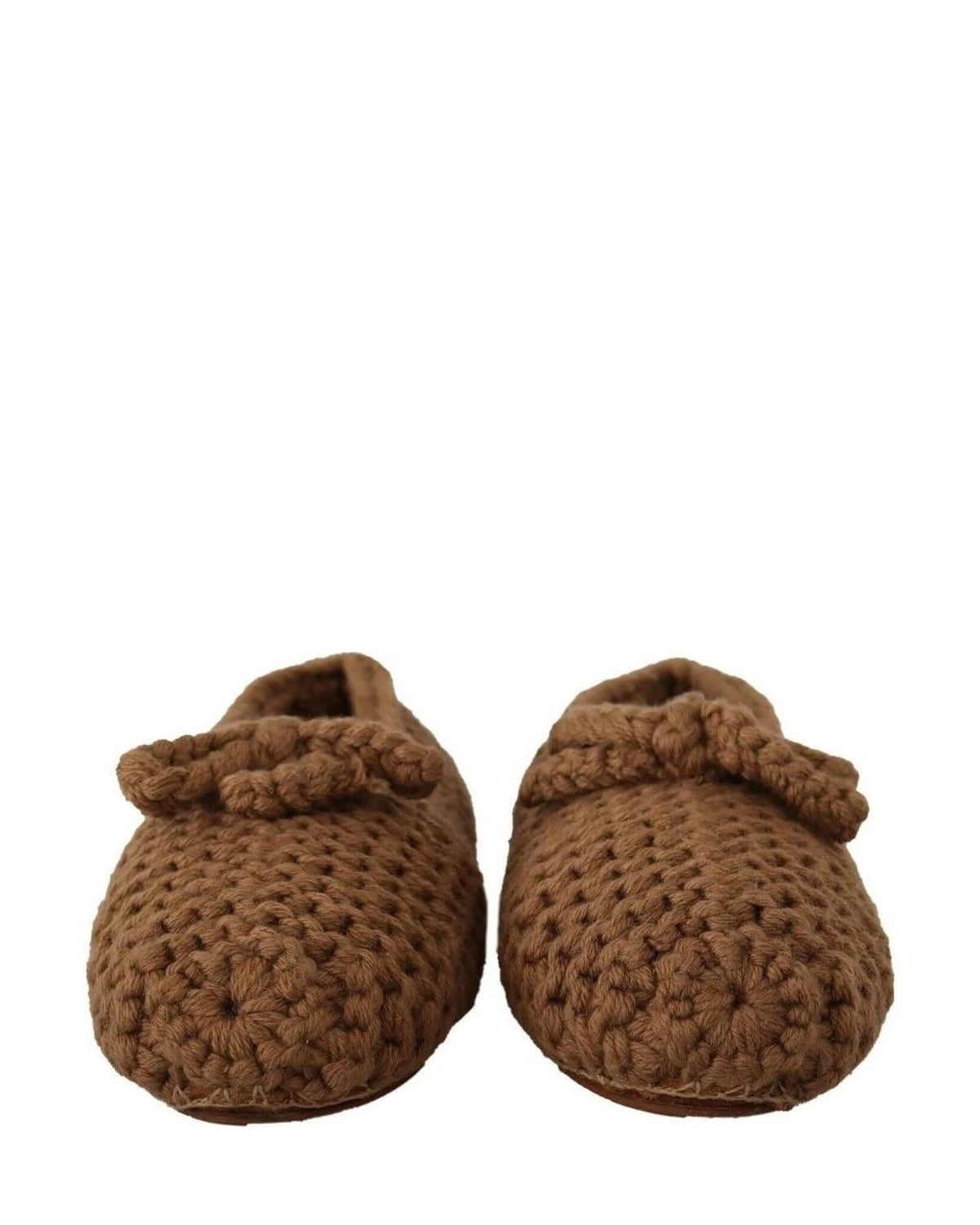 Dolce & Gabbana Brown Wool Elegant Knit Ballerina Flats Flats