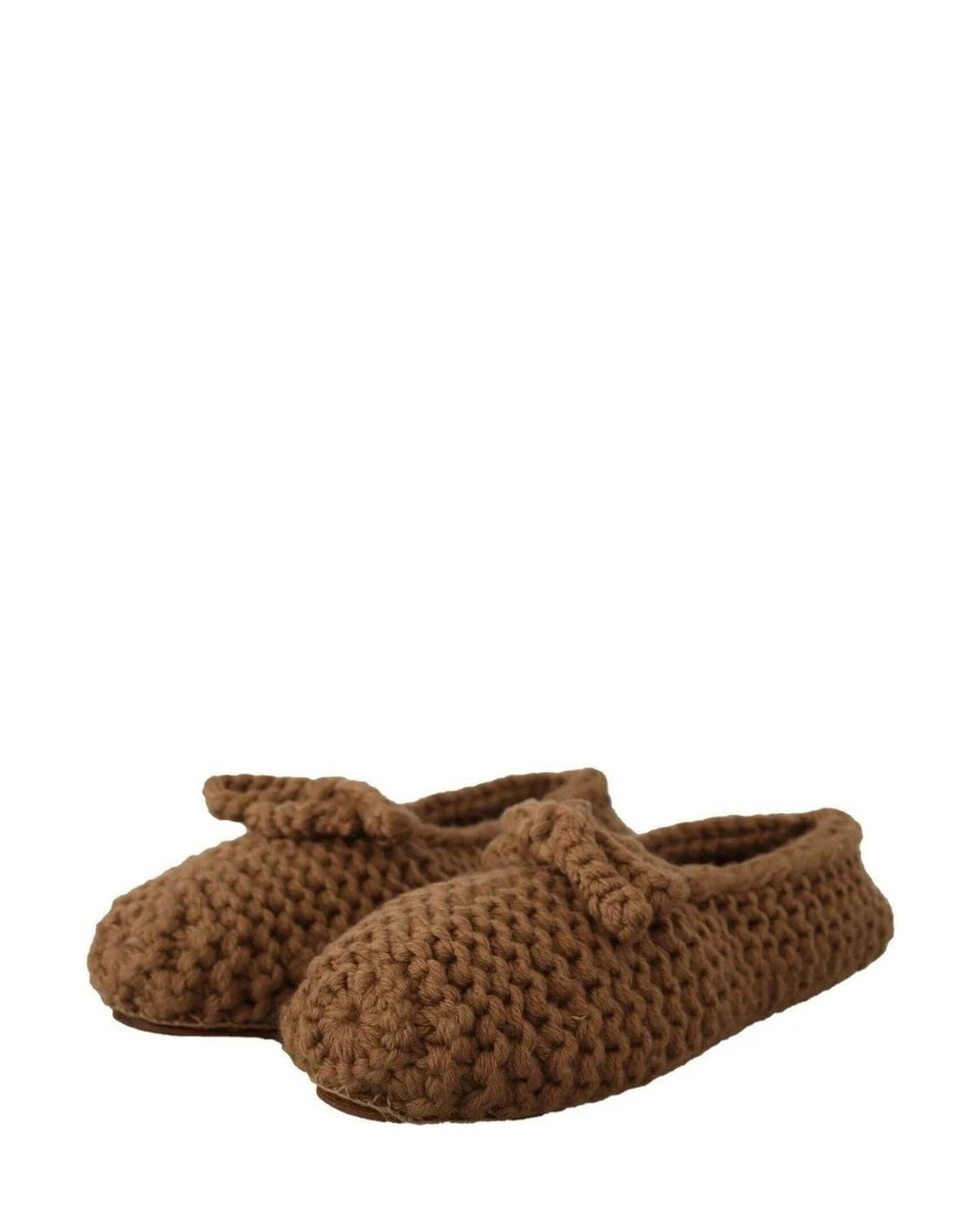 Dolce & Gabbana Brown Wool Elegant Knit Ballerina Flats Flats