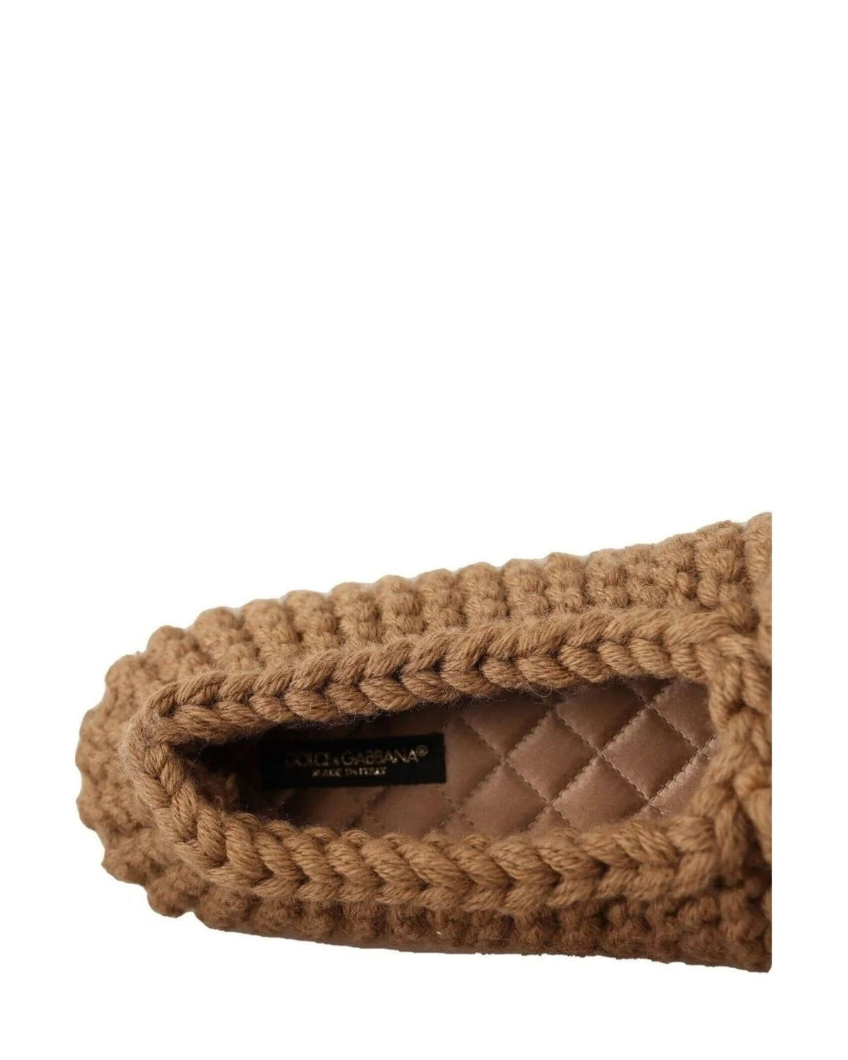 Dolce & Gabbana Brown Wool Elegant Knit Ballerina Flats Flats