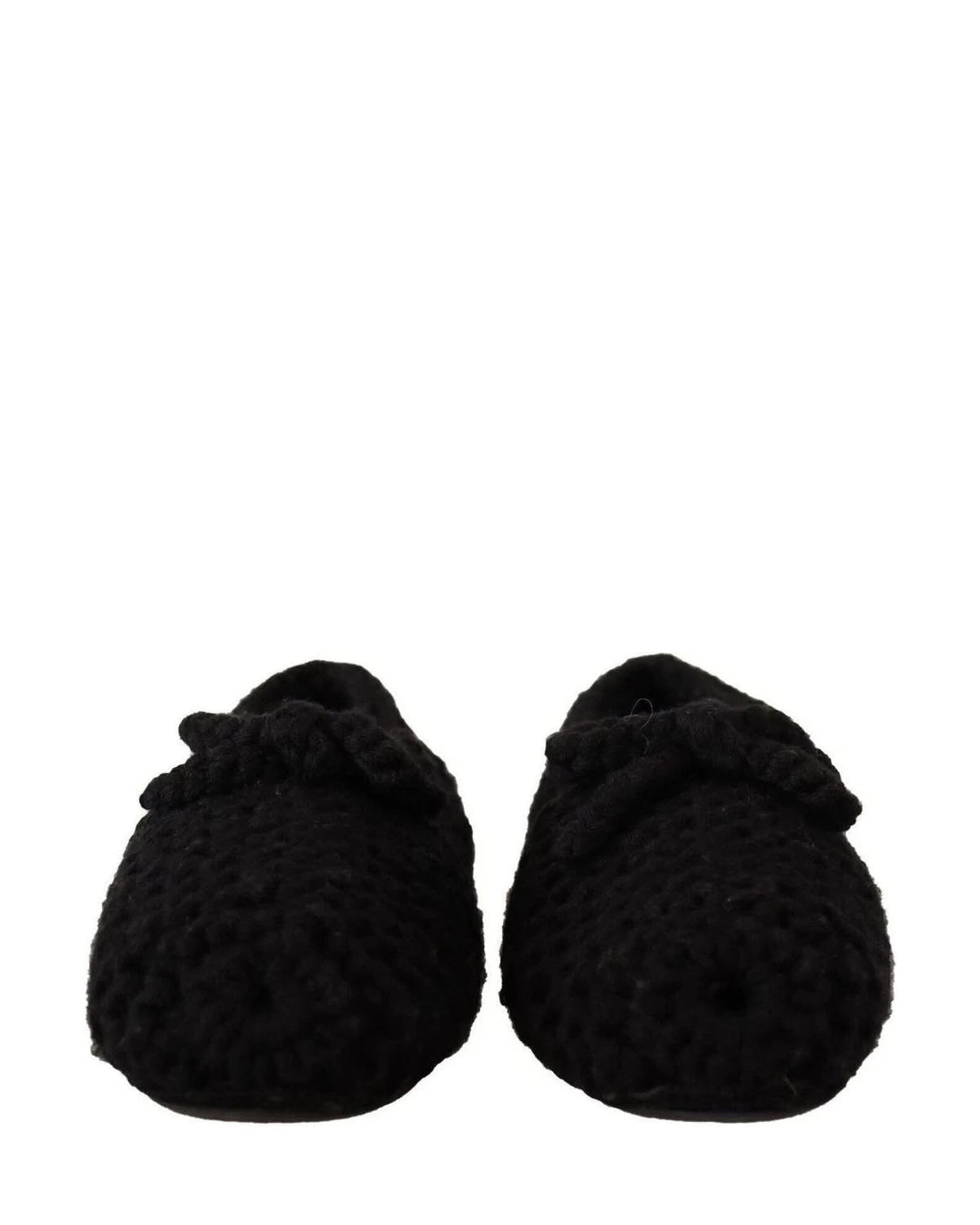 Dolce & Gabbana Black Wool Elegant Knit Ballet Flats Flats
