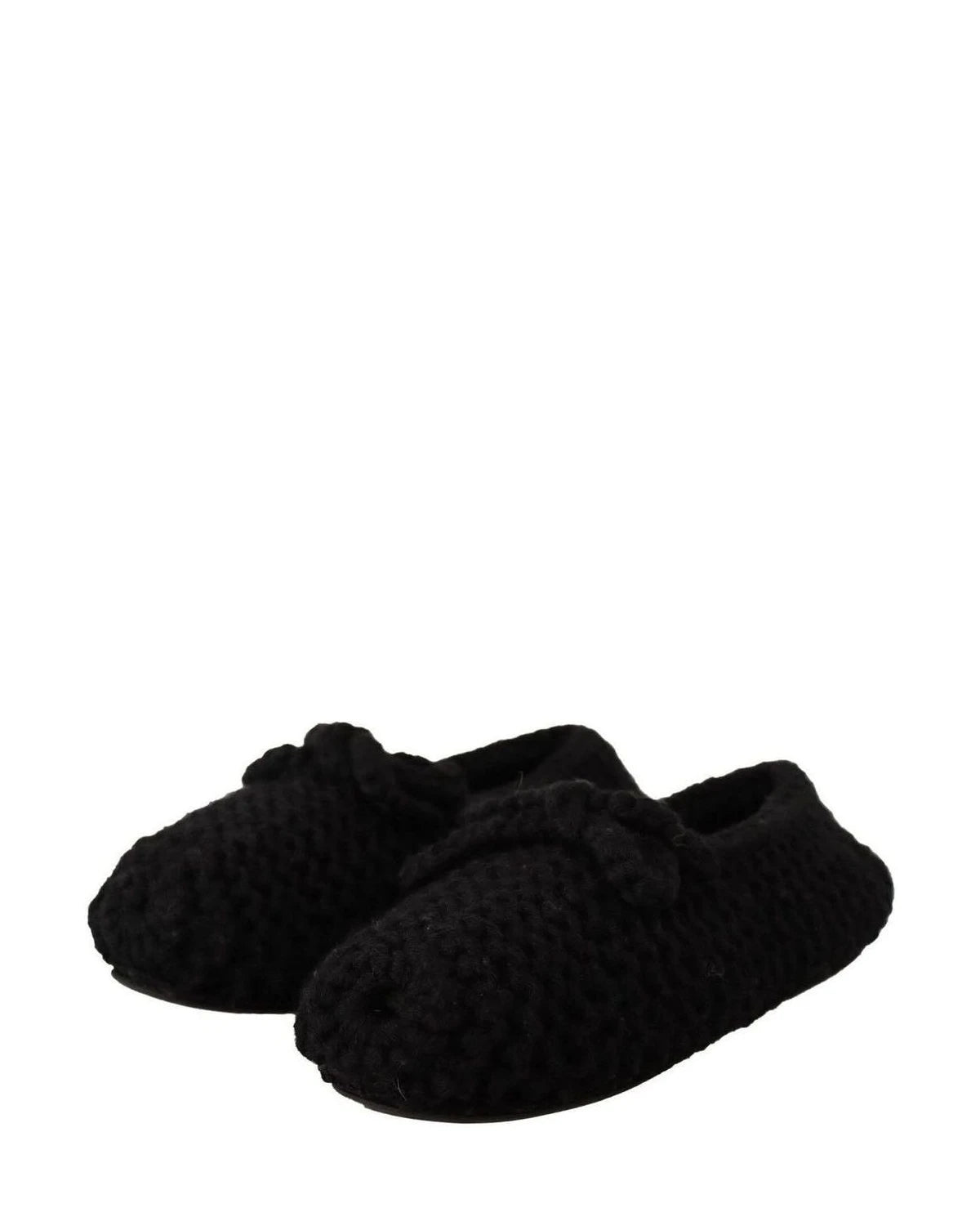 Dolce & Gabbana Black Wool Elegant Knit Ballet Flats Flats