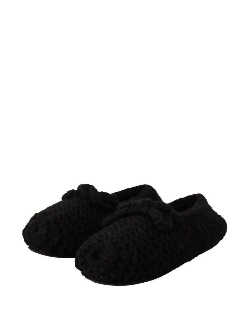 Dolce & Gabbana Black Wool Elegant Knit Ballet Flats Flats