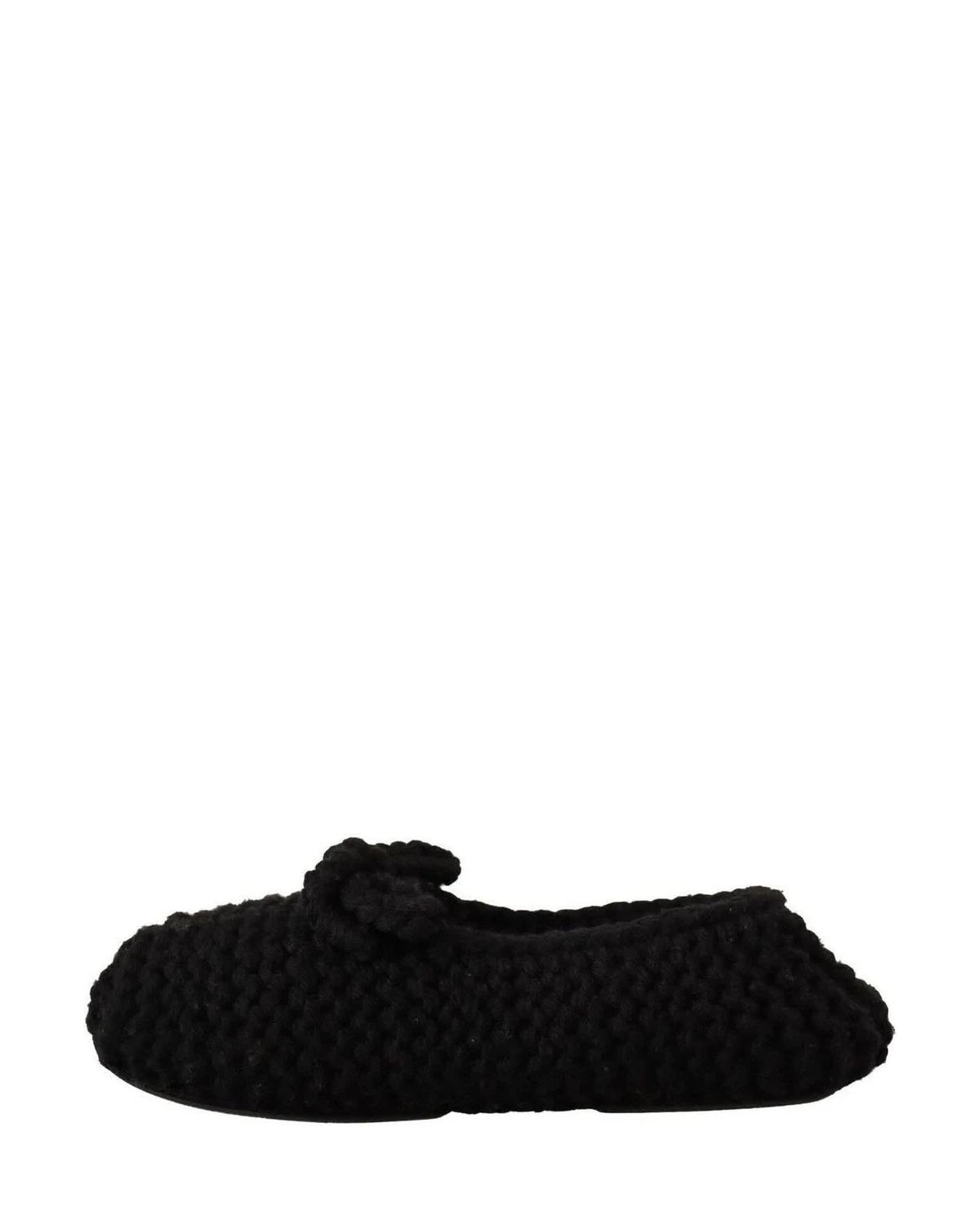 Dolce & Gabbana Black Wool Elegant Knit Ballet Flats Flats