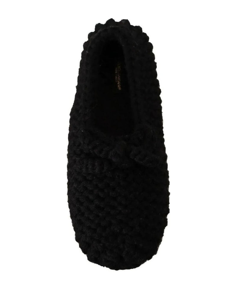 Dolce & Gabbana Black Wool Elegant Knit Ballet Flats Flats
