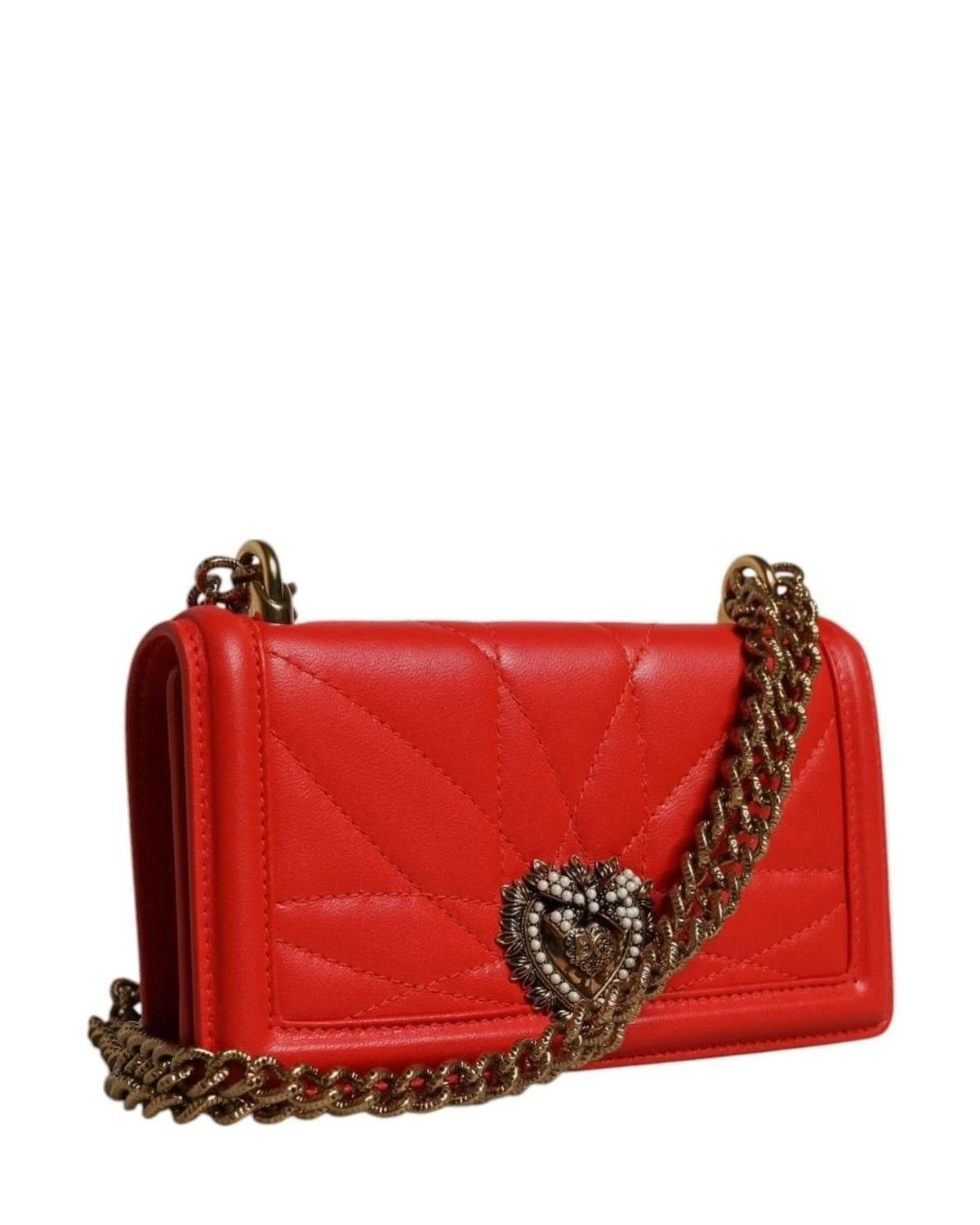 Dolce & Gabbana Red Quilted Devotion Crossbody Chain Phone Cover Bag Cross Body Bags