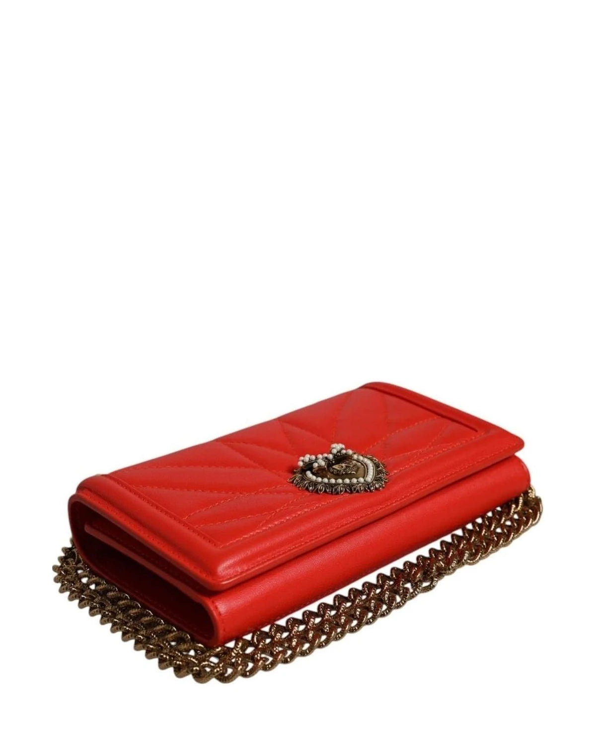 Dolce & Gabbana Red Quilted Devotion Crossbody Chain Phone Cover Bag Cross Body Bags