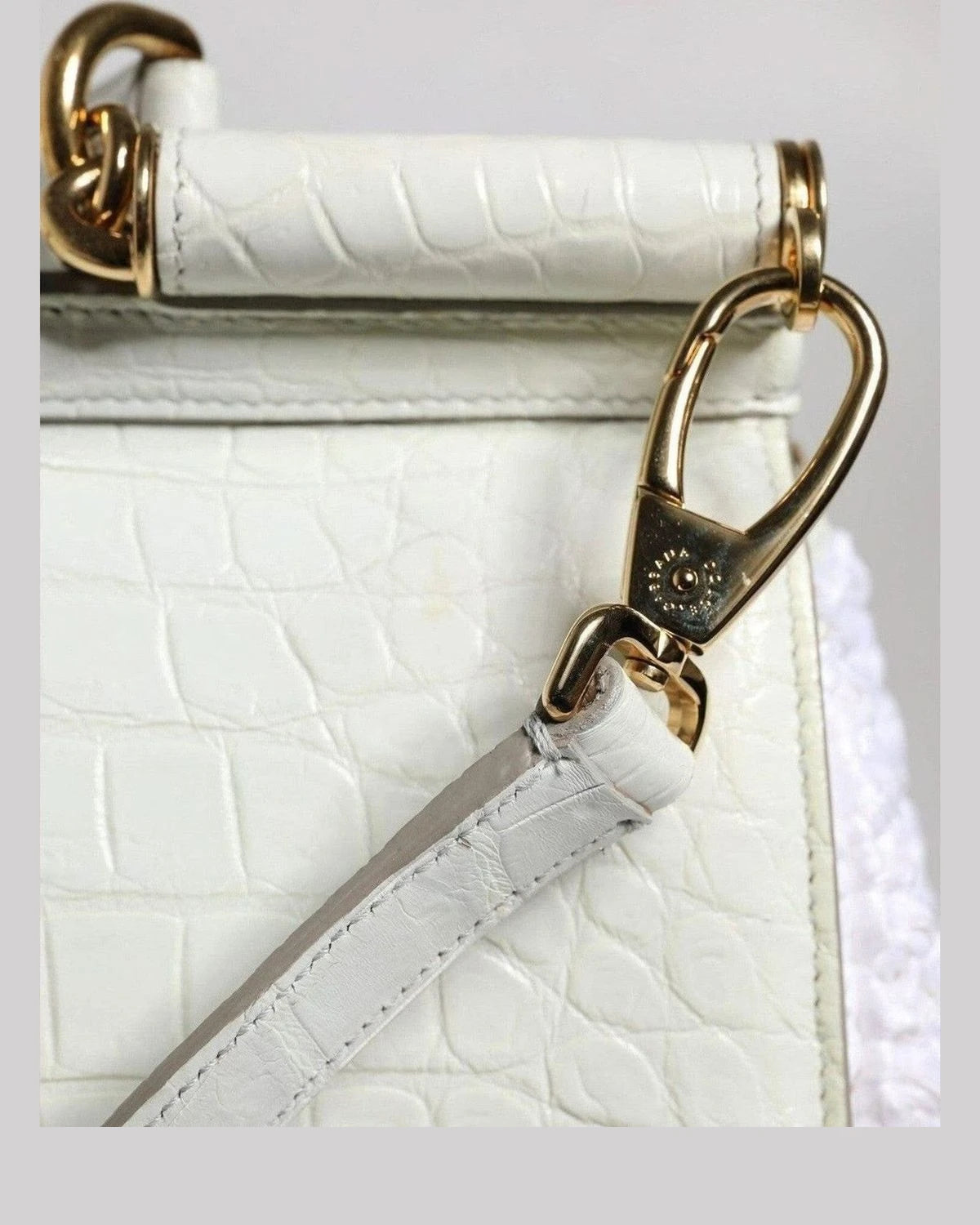 Dolce & Gabbana White Leather Rafia Top Handle Crossbody Bag Cross Body Bags