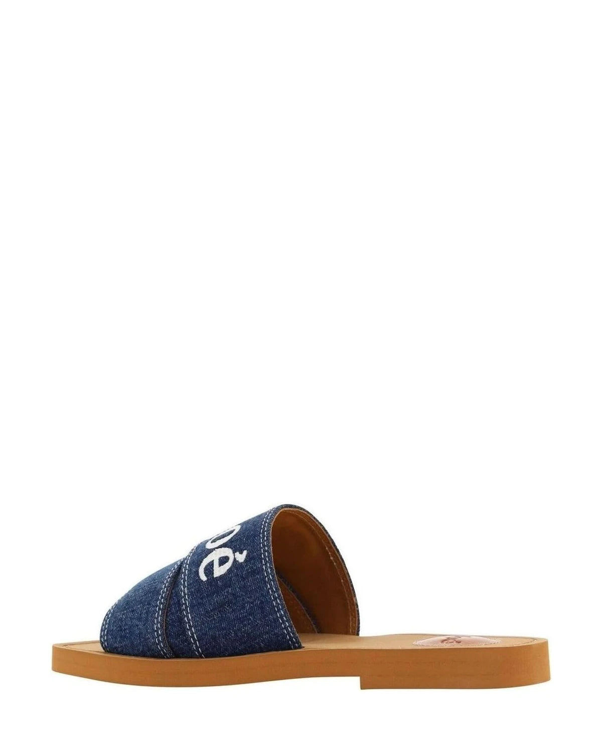 Chloé Cotton Blue Sumptuous Woody Slide Sandals In Denim Slippers