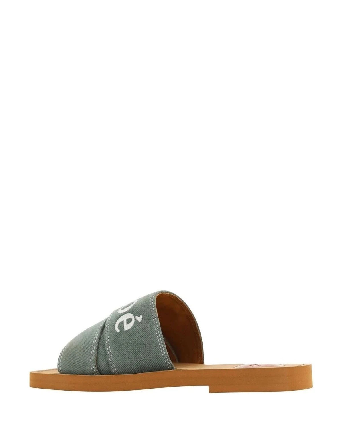 Chloé Cotton Green Elegant Forest Slides Slippers